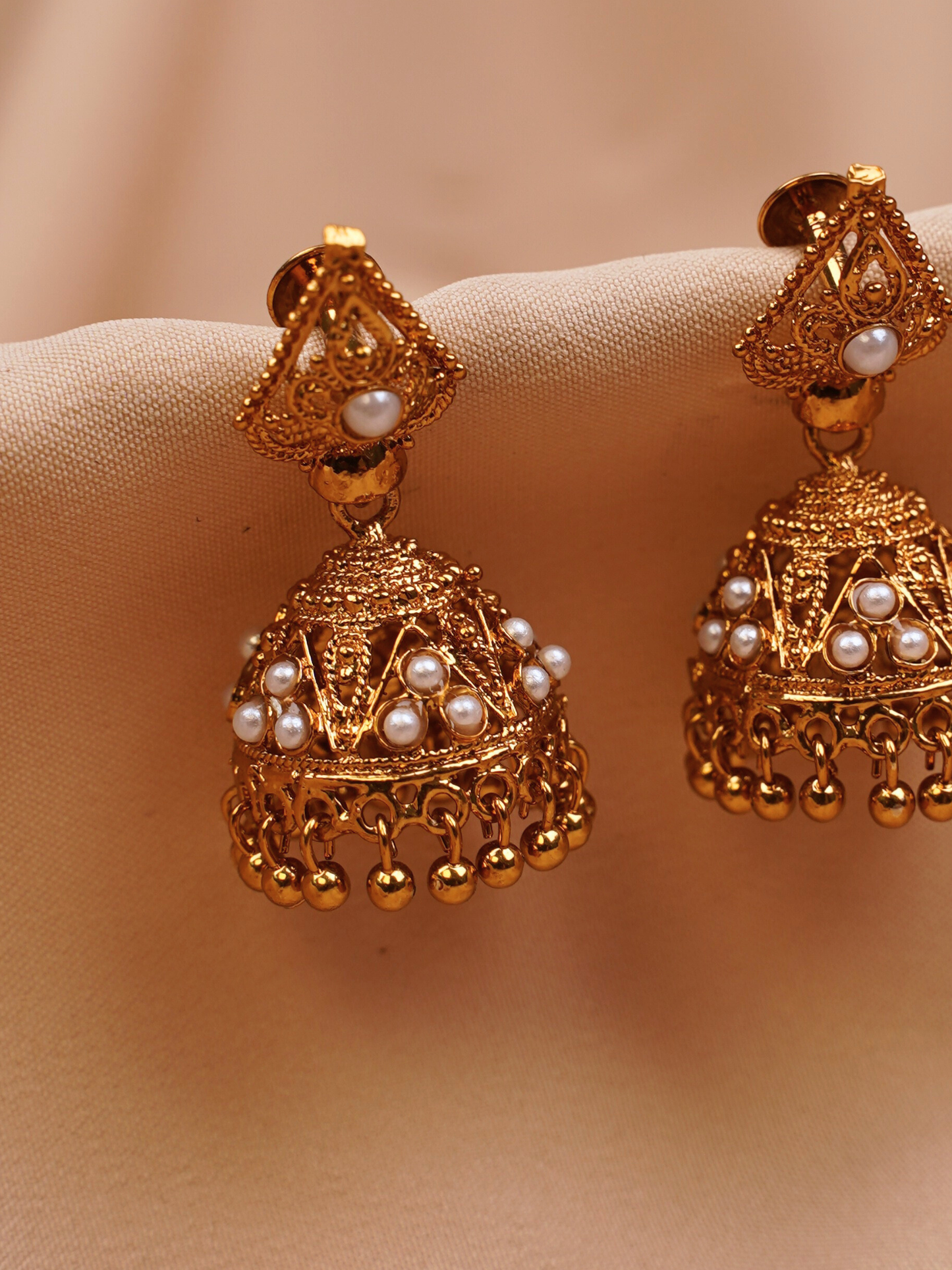 Pearl Royale Antique Jhumkas
