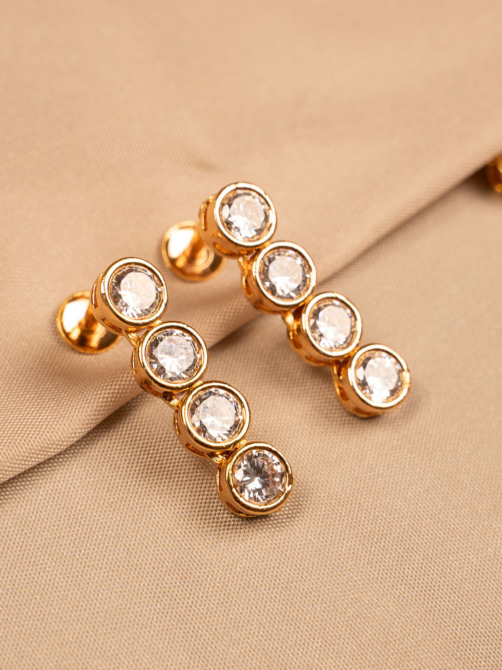 Elegant Solitaire CZ Necklace & Earrings Set with Gold Base