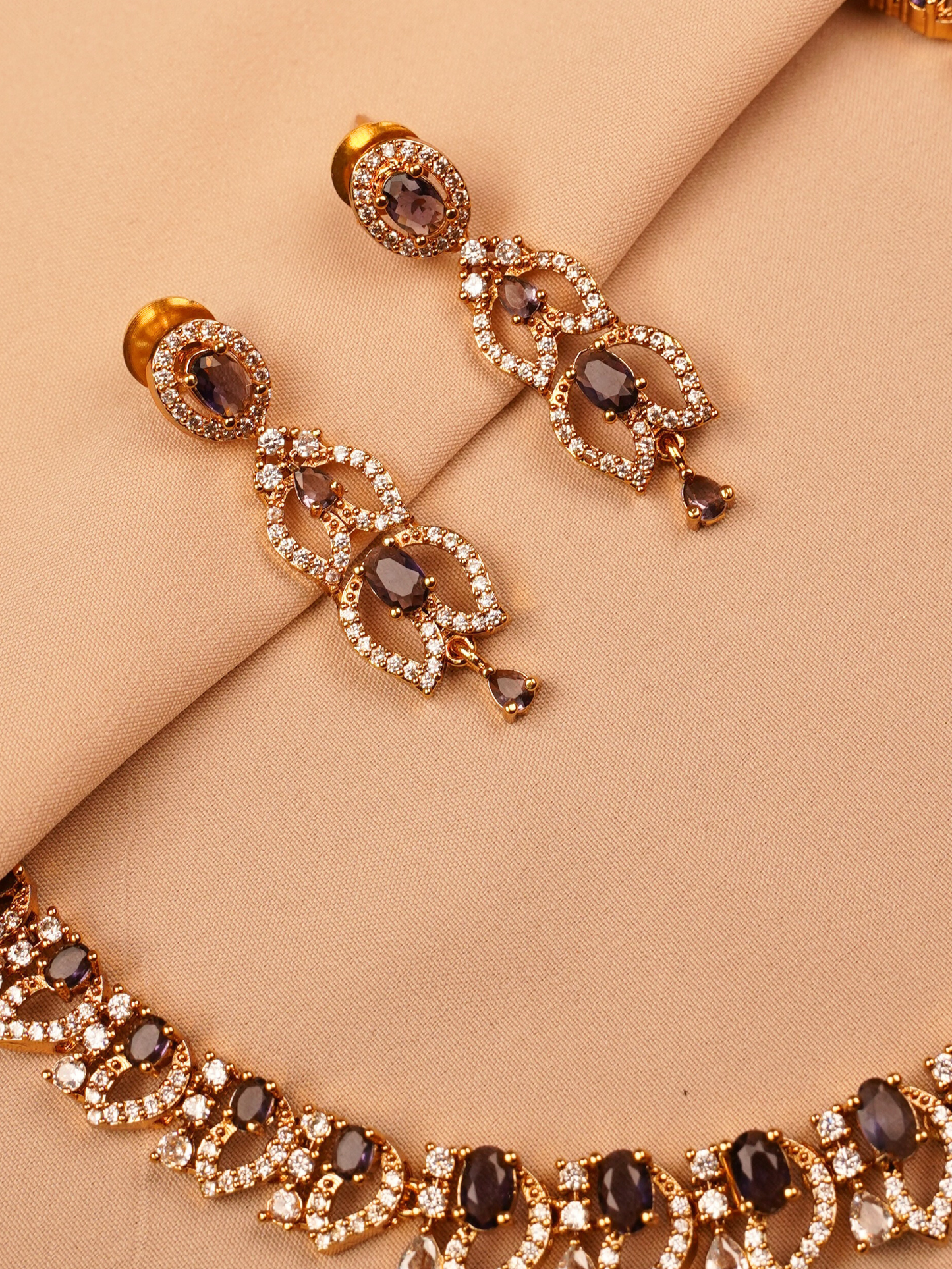 Purple Stone Gold Plated Necklace Set