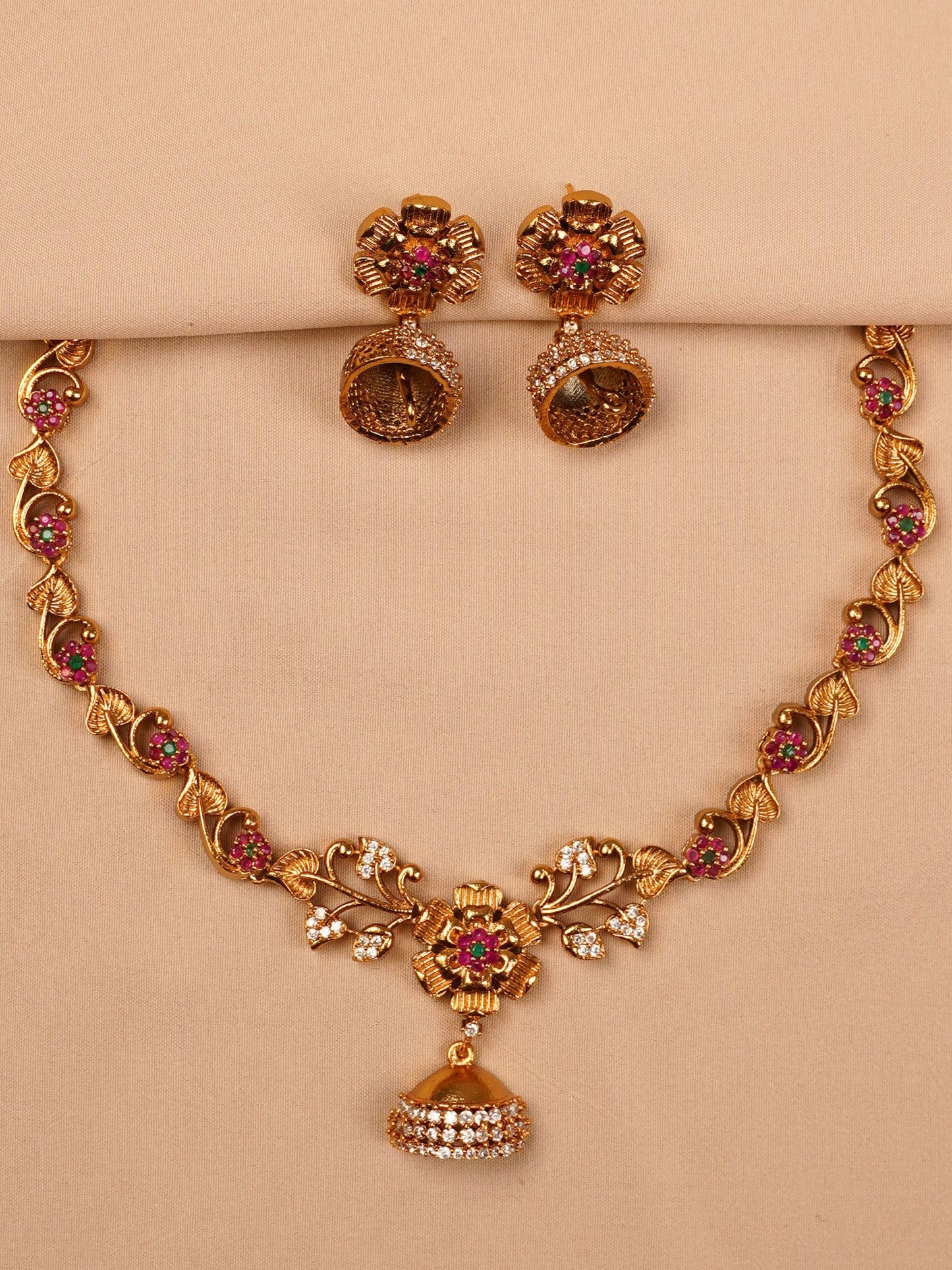 Ruby Floral Necklace Set