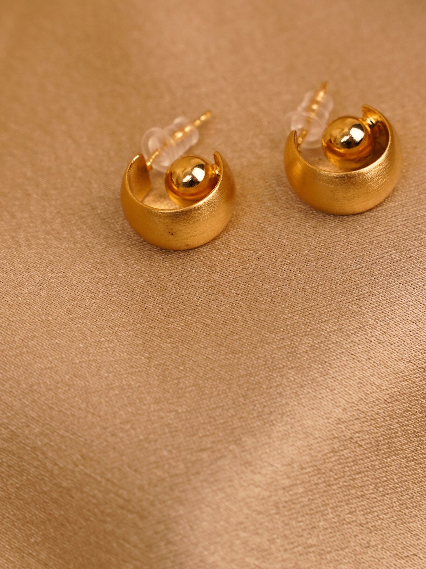 Luna Orb Gold Stud Earrings