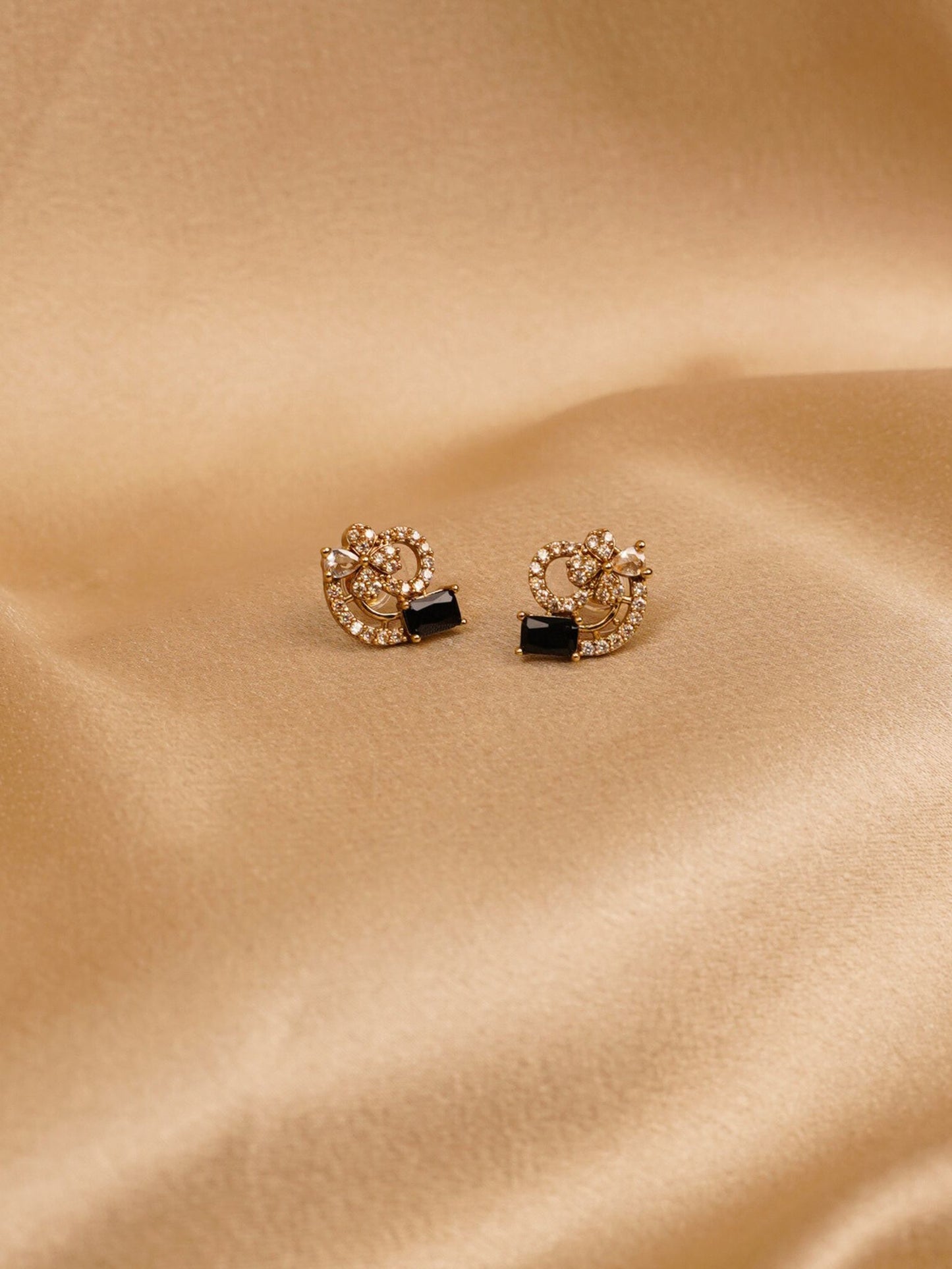 Midnight Bloom Crystal Stud Earrings