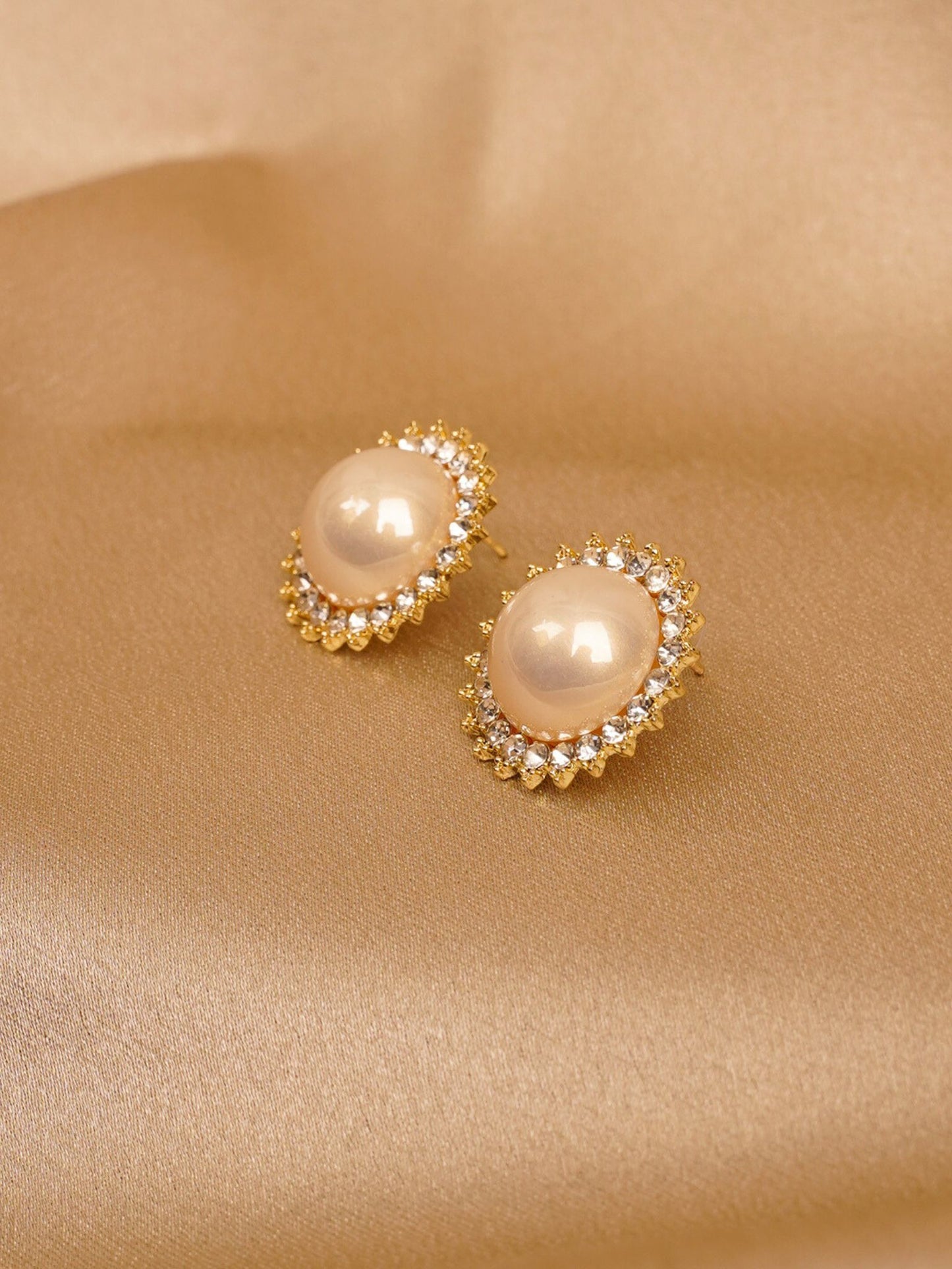 Royal Pearl Halo Stud Earrings