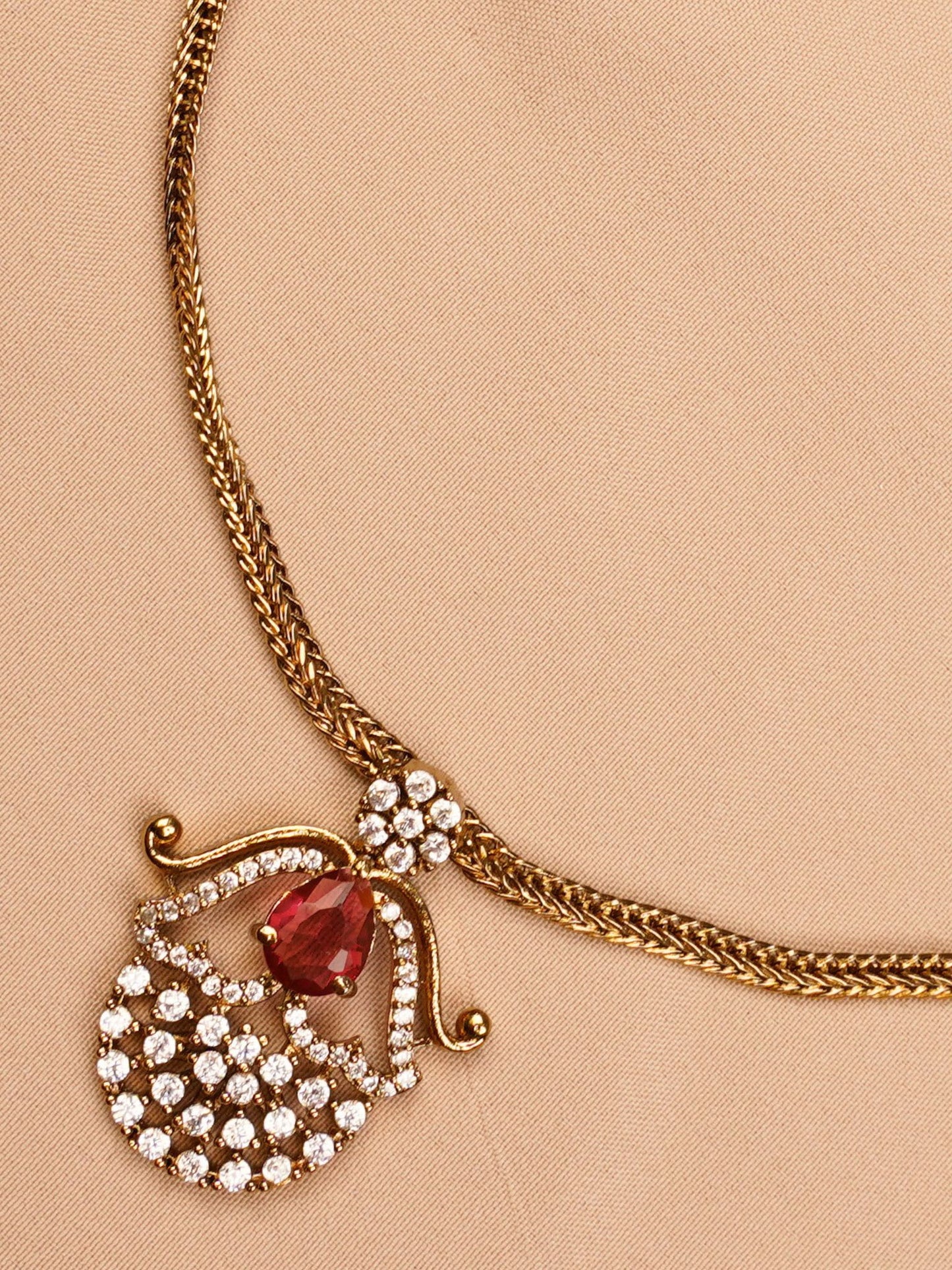 Ruby Peacock Necklace Set