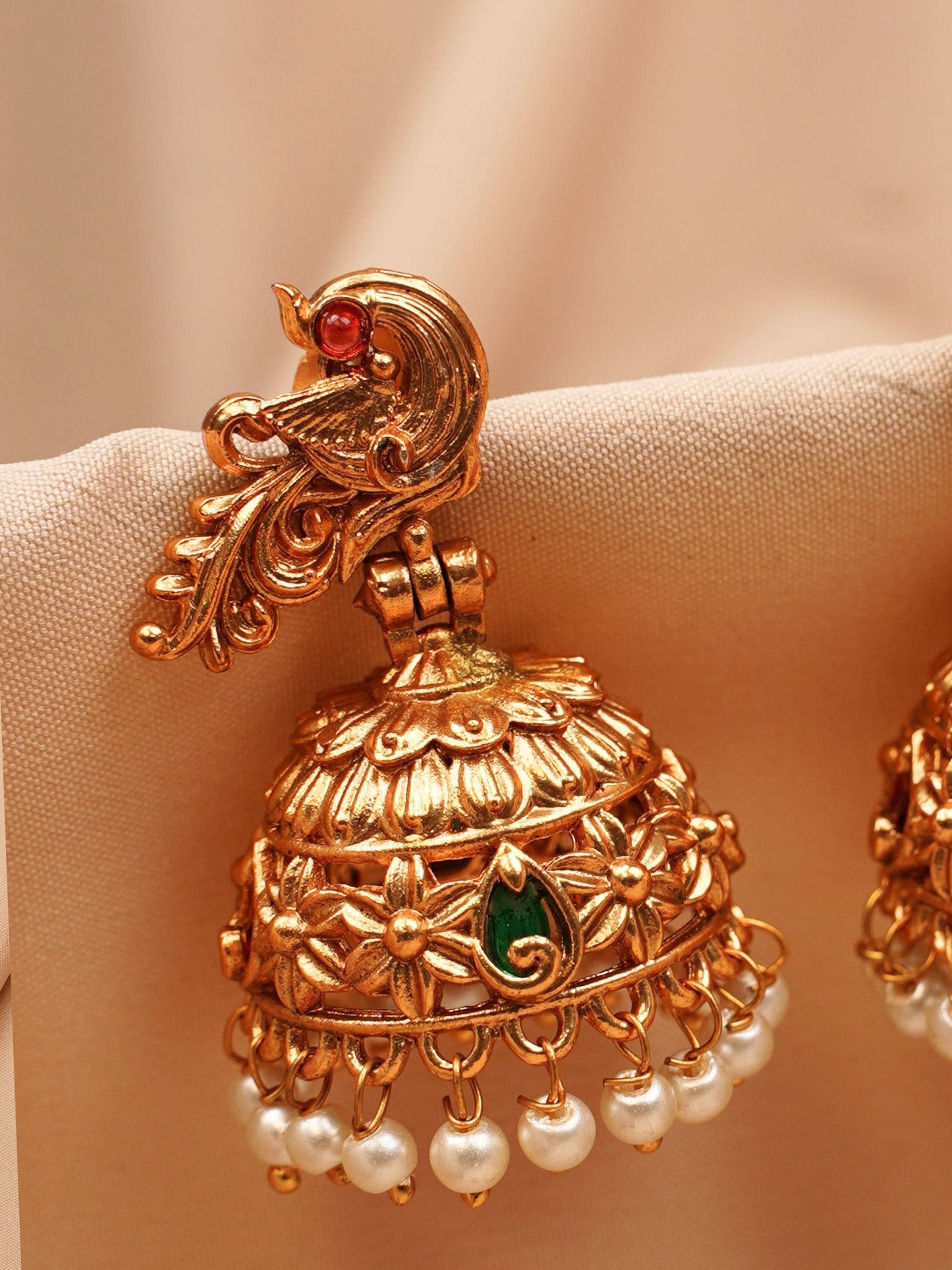 Peacock Temple Jhumkas