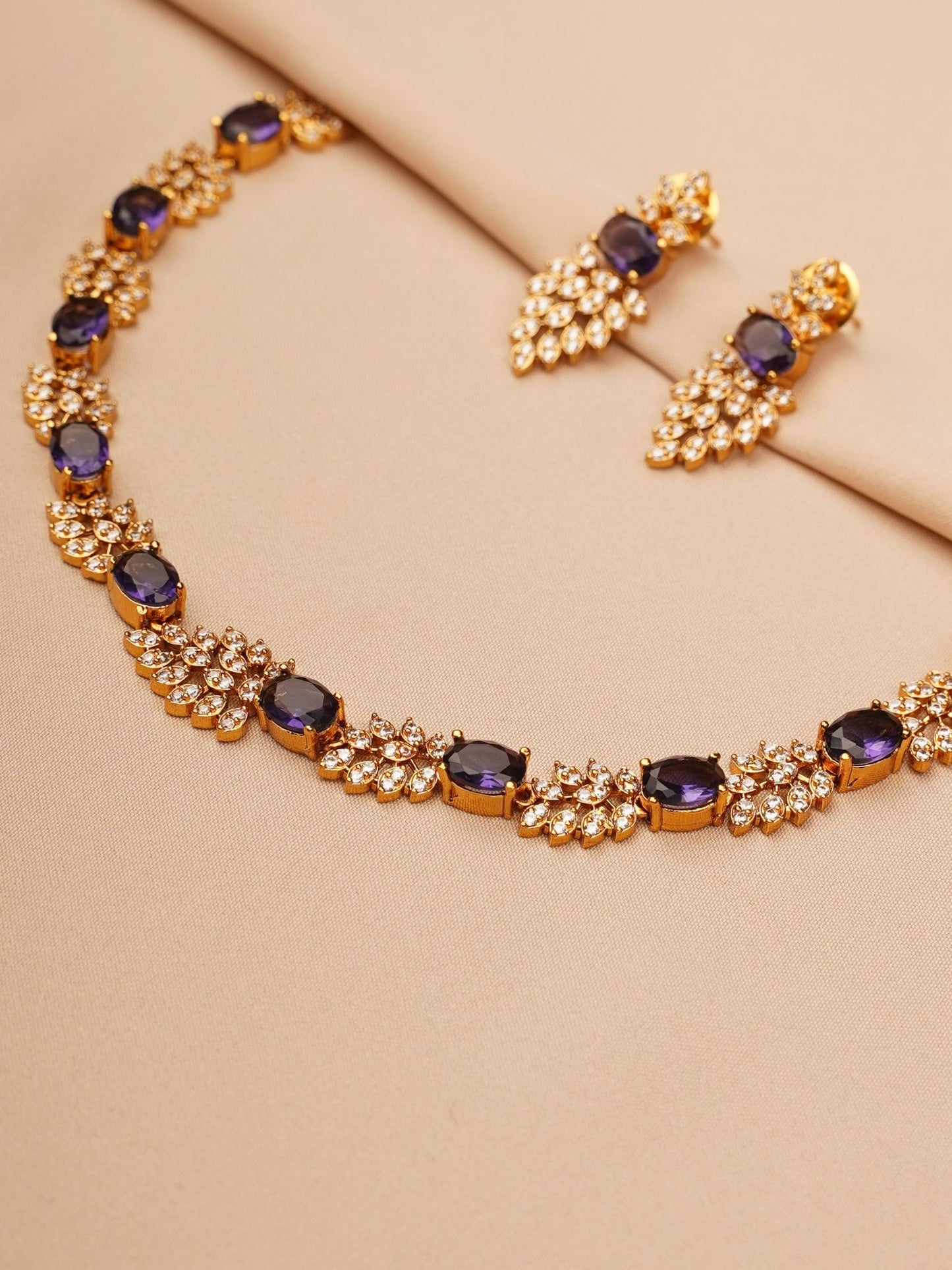 Midnight Crystal Cluster Necklace & Earrings Set