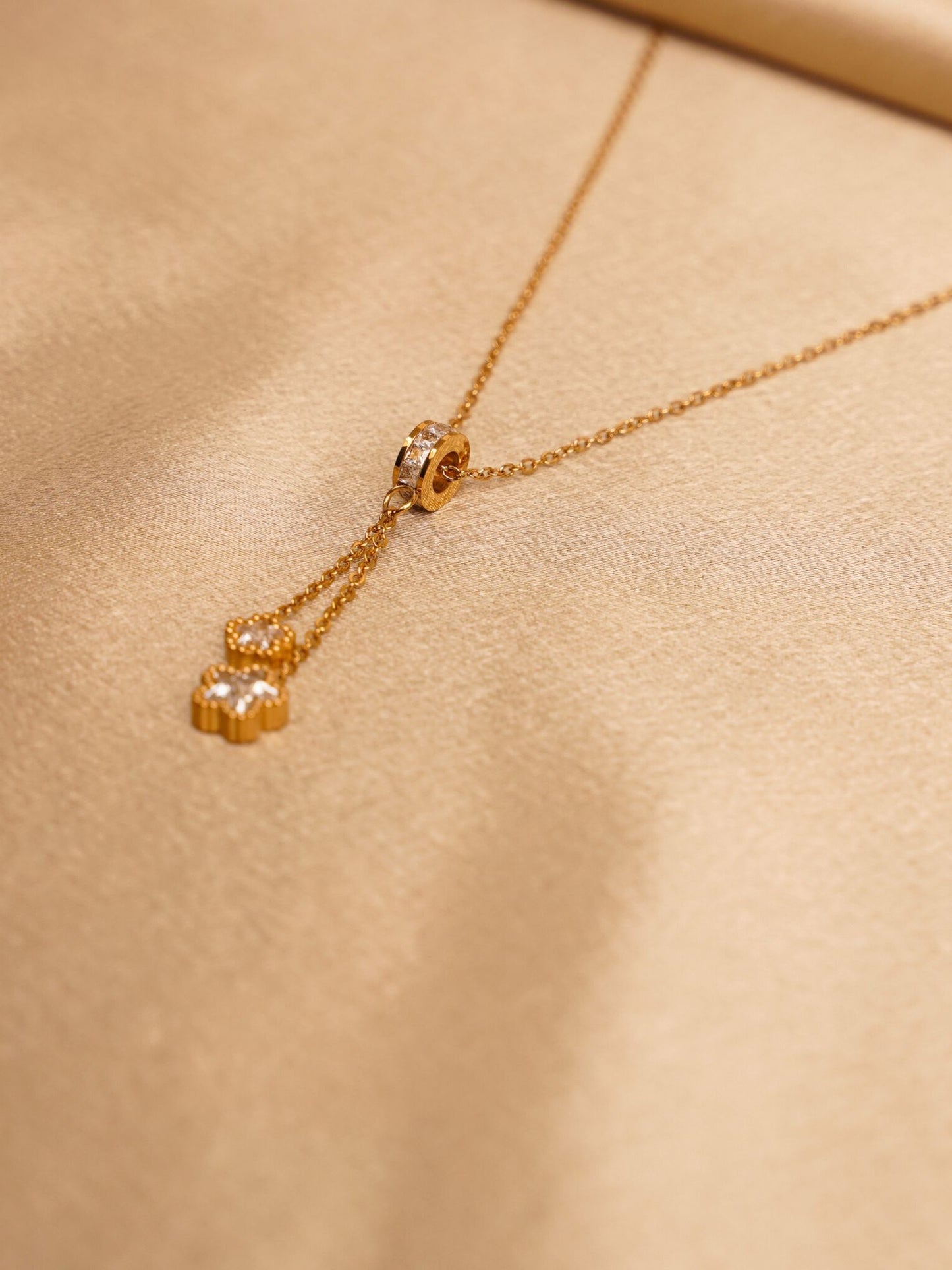 Twin Star Drop Pendant Necklace