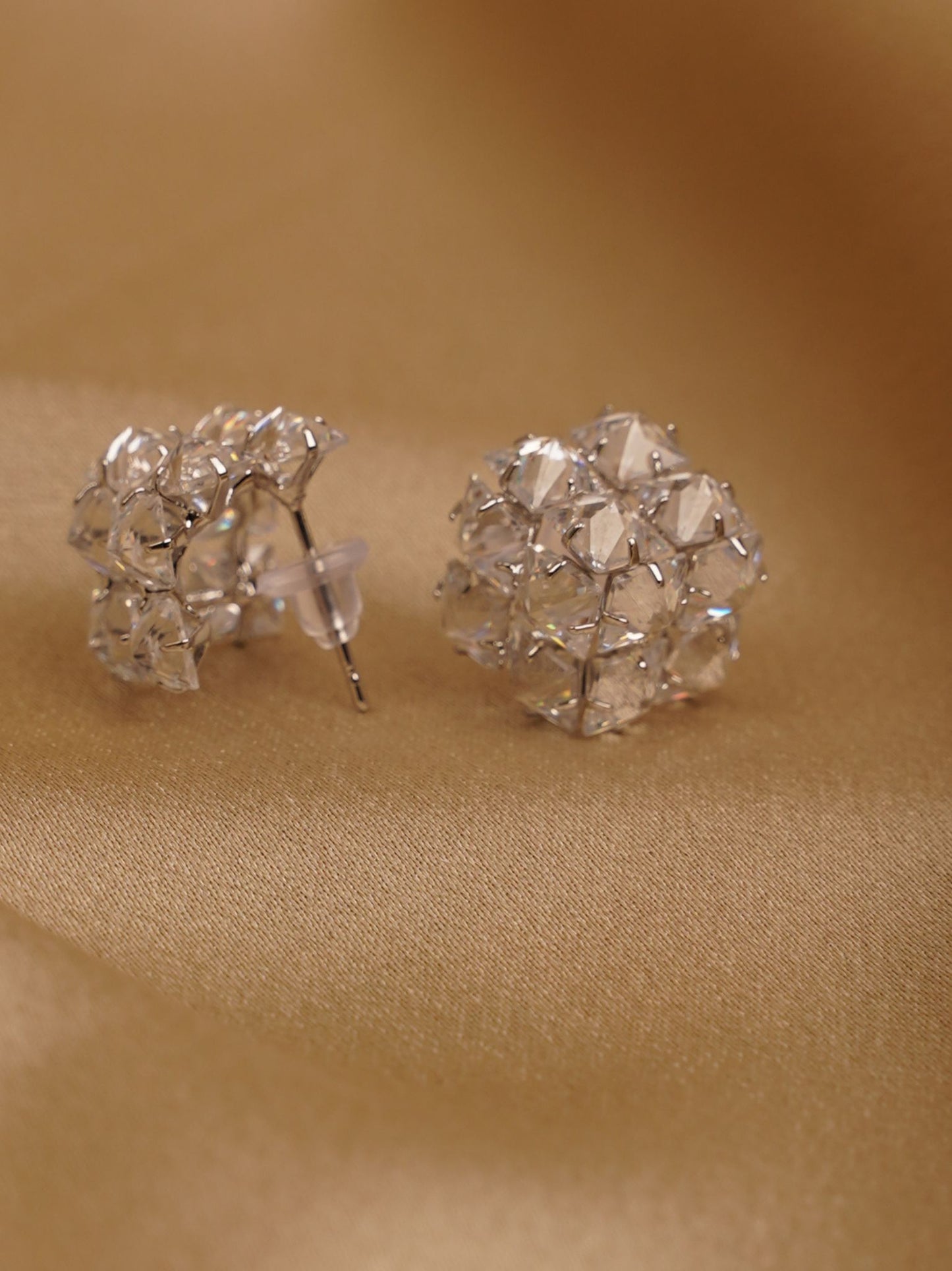 Crystal Cluster Dome Stud Earrings