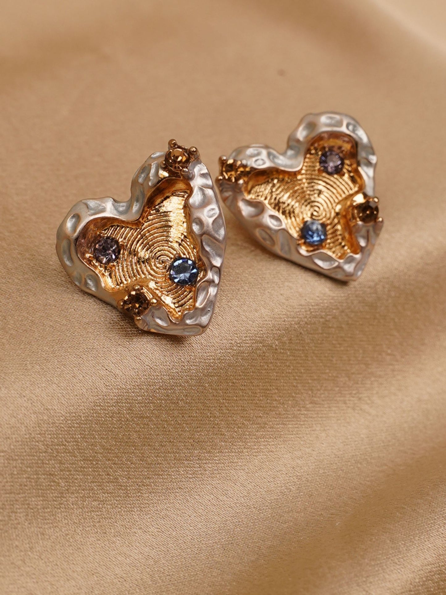 Regal Heart Textured Stud Earrings