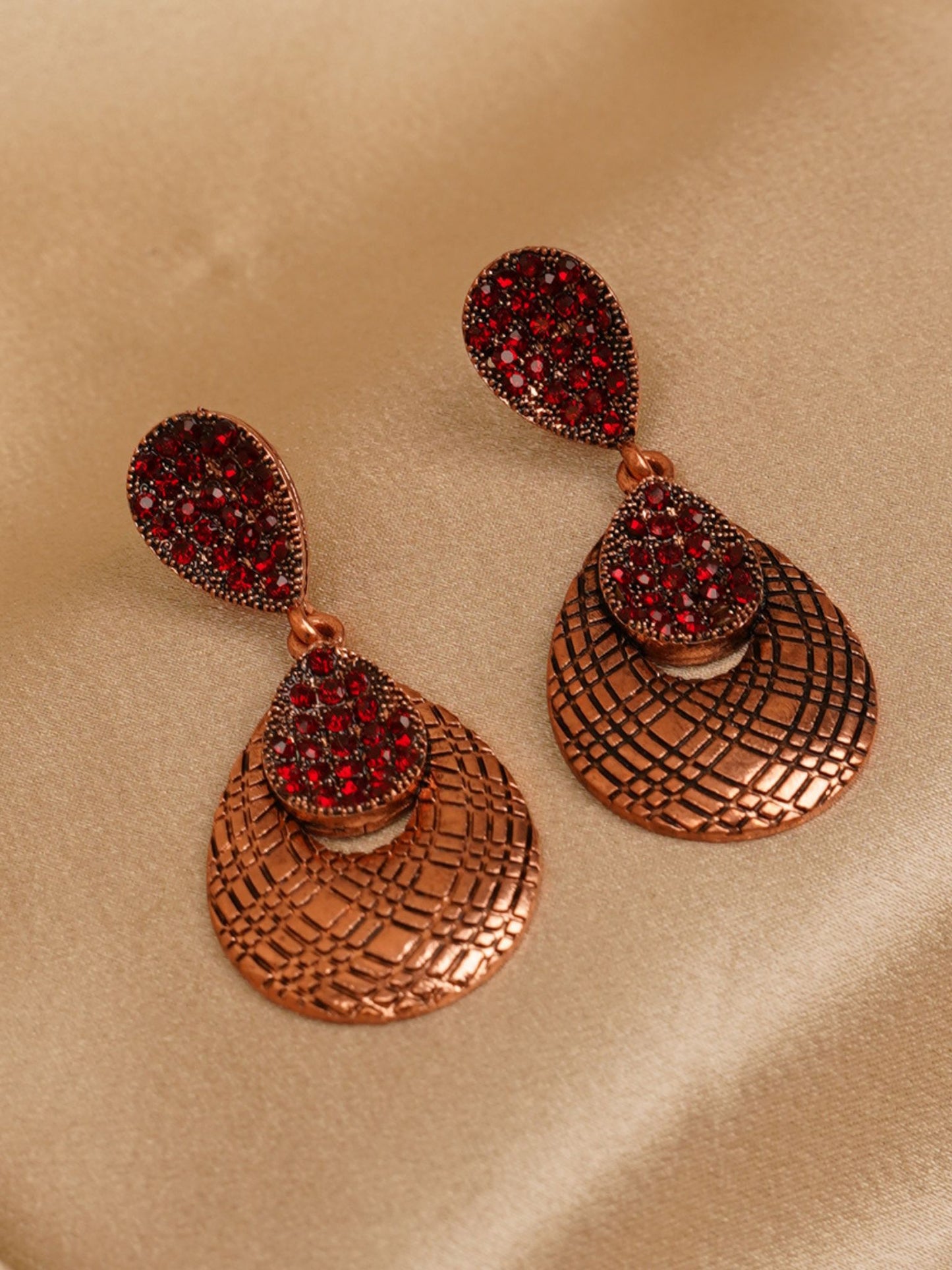 Crimson Mosaic Drop Earrings