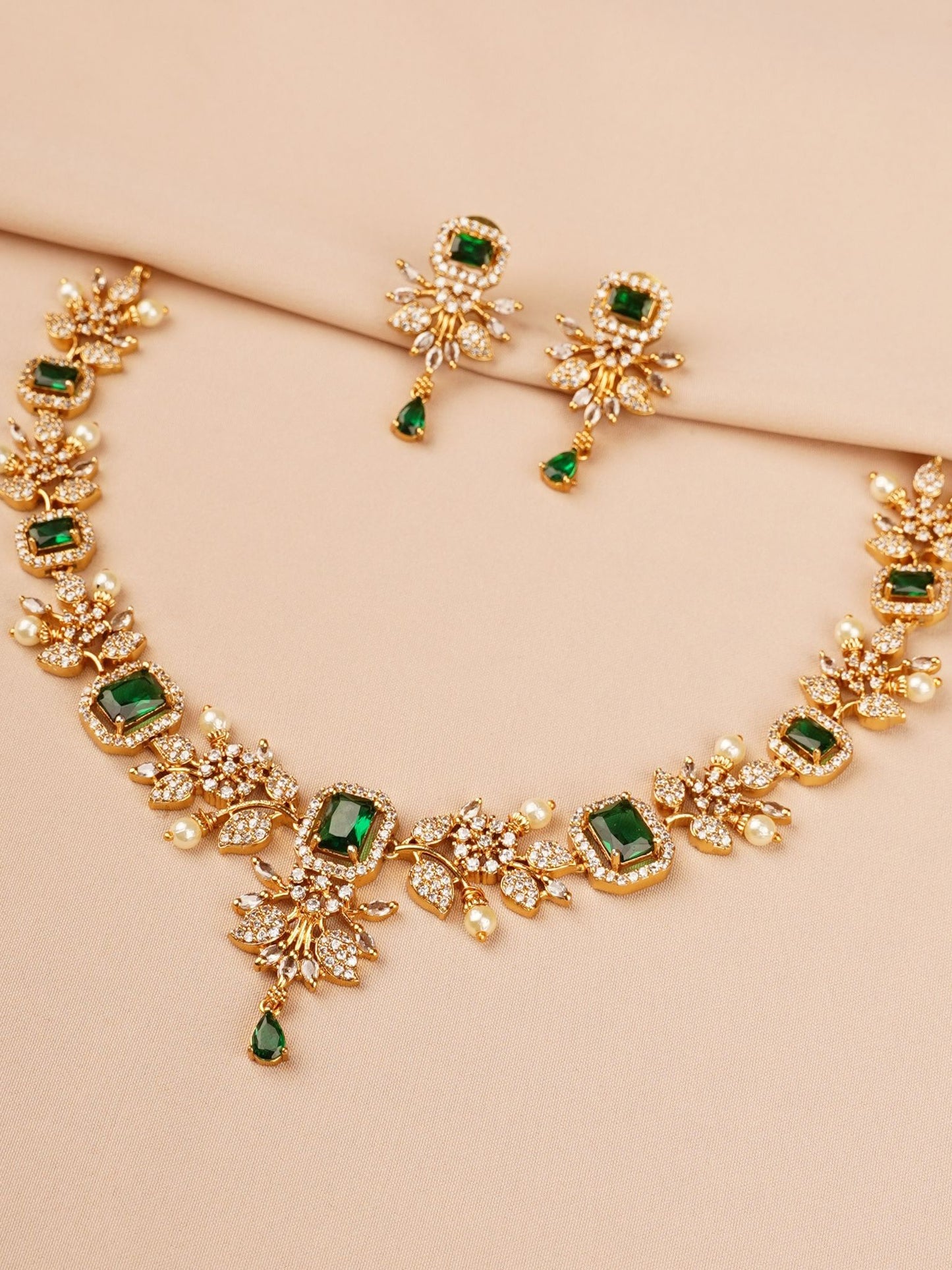 Green Stone Bridal Necklace Set