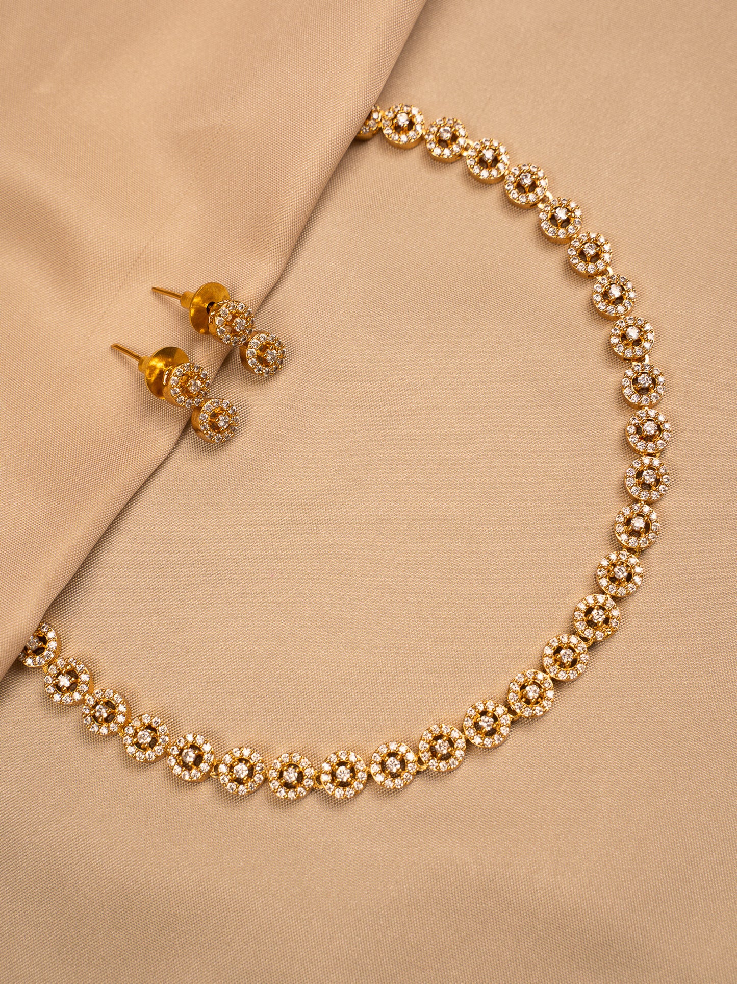Classic Gold Crystal Floral Necklace Set