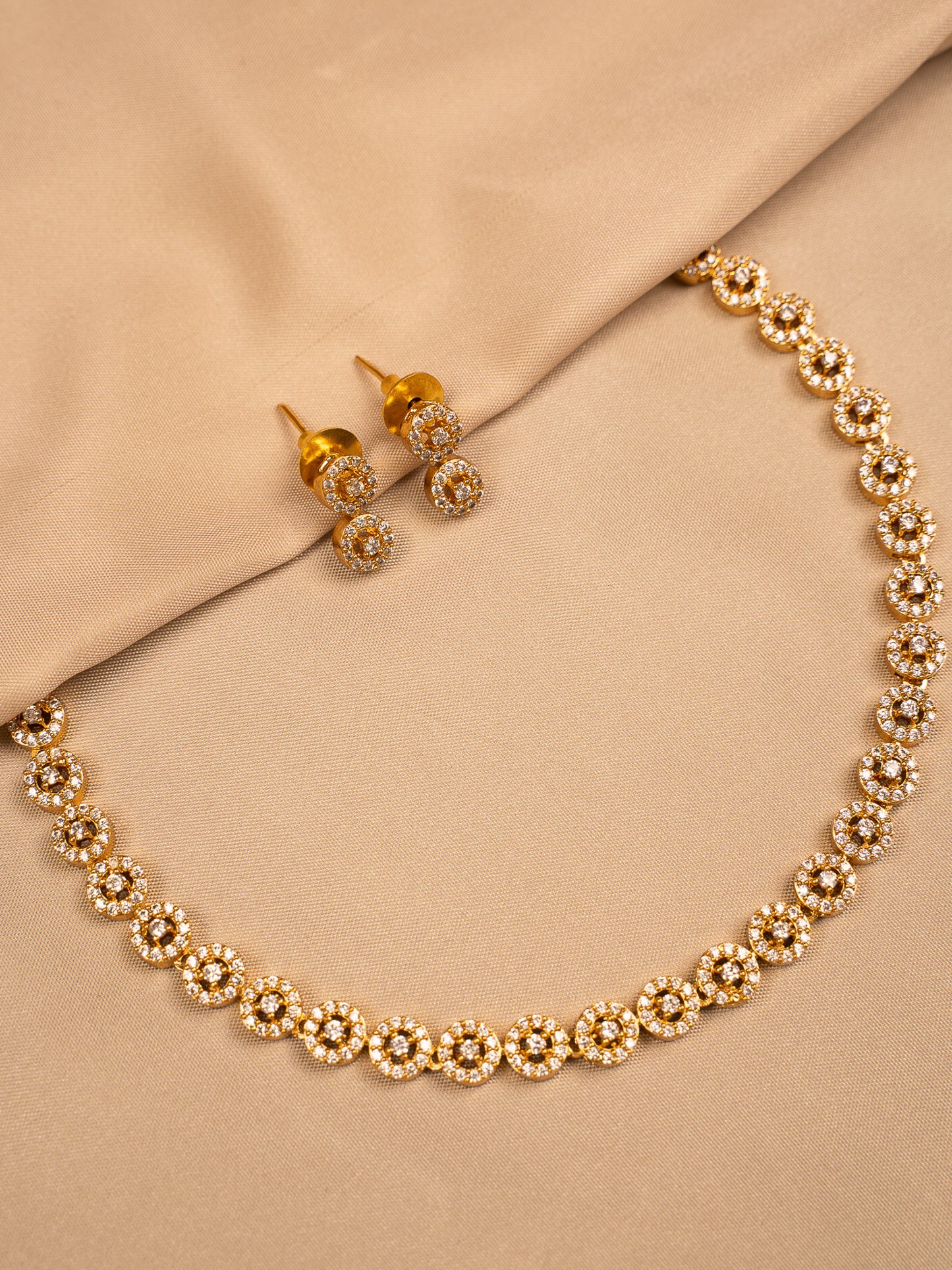 Classic Gold Crystal Floral Necklace Set