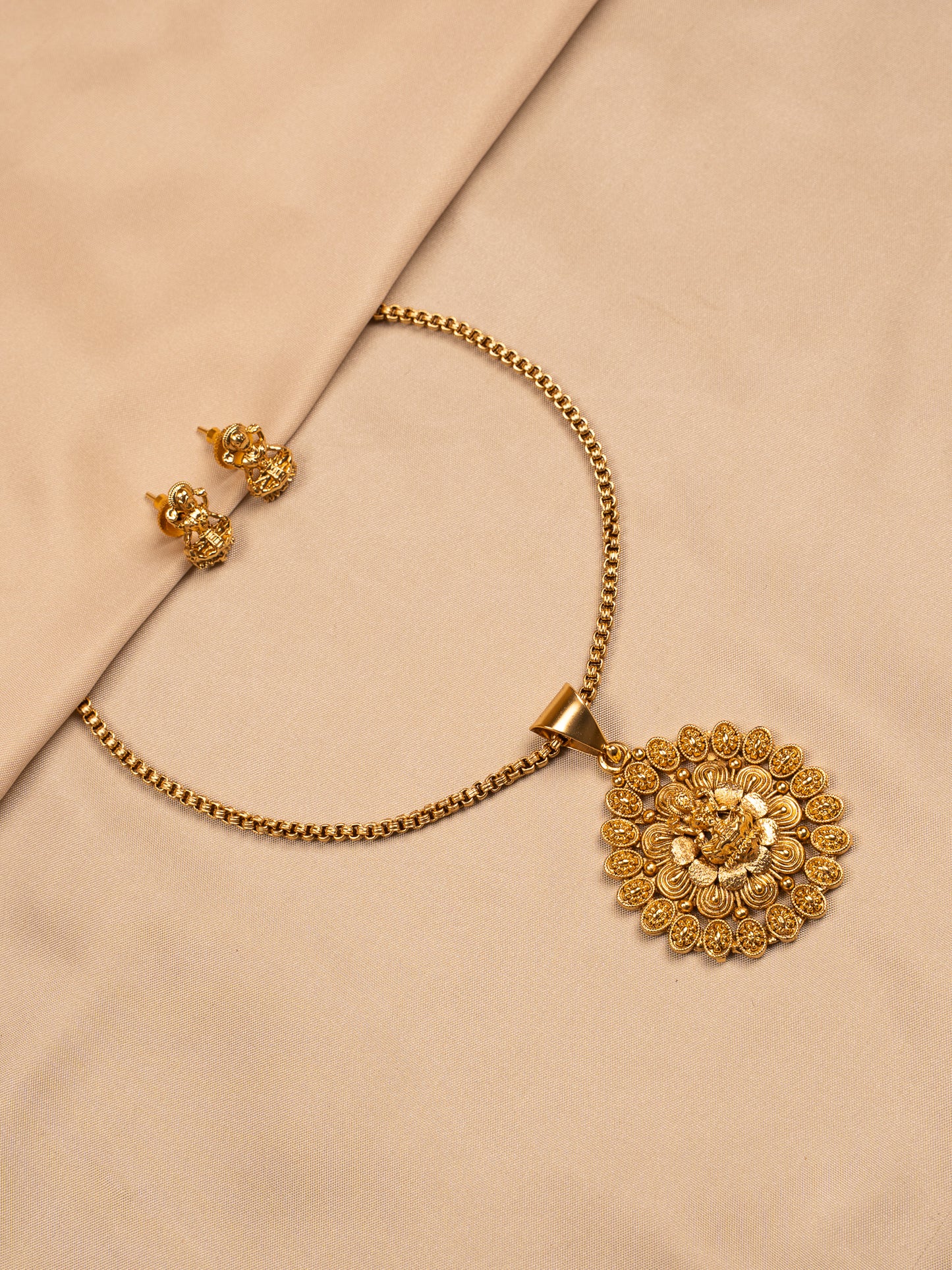 Divine Lakshmi Pendant Set in Gold Finish