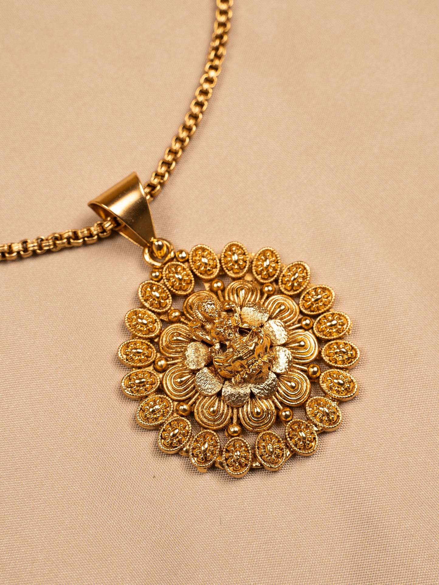 Divine Lakshmi Pendant Set in Gold Finish