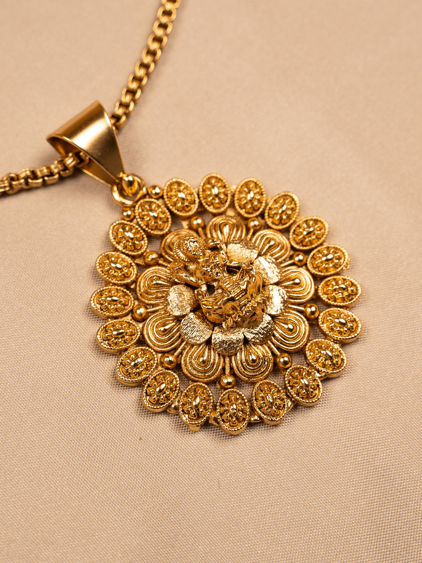 Divine Lakshmi Pendant Set in Gold Finish