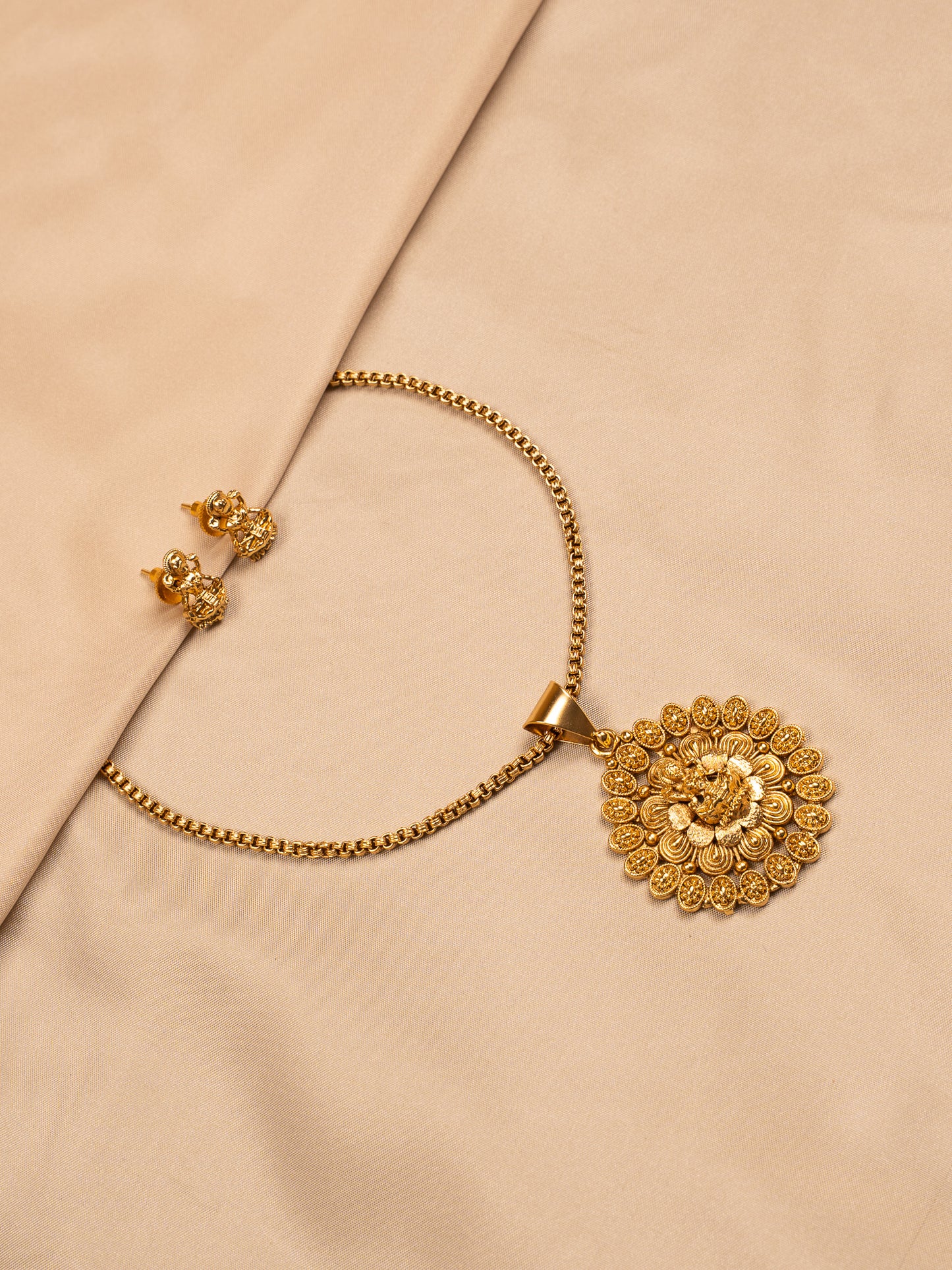 Divine Lakshmi Pendant Set in Gold Finish