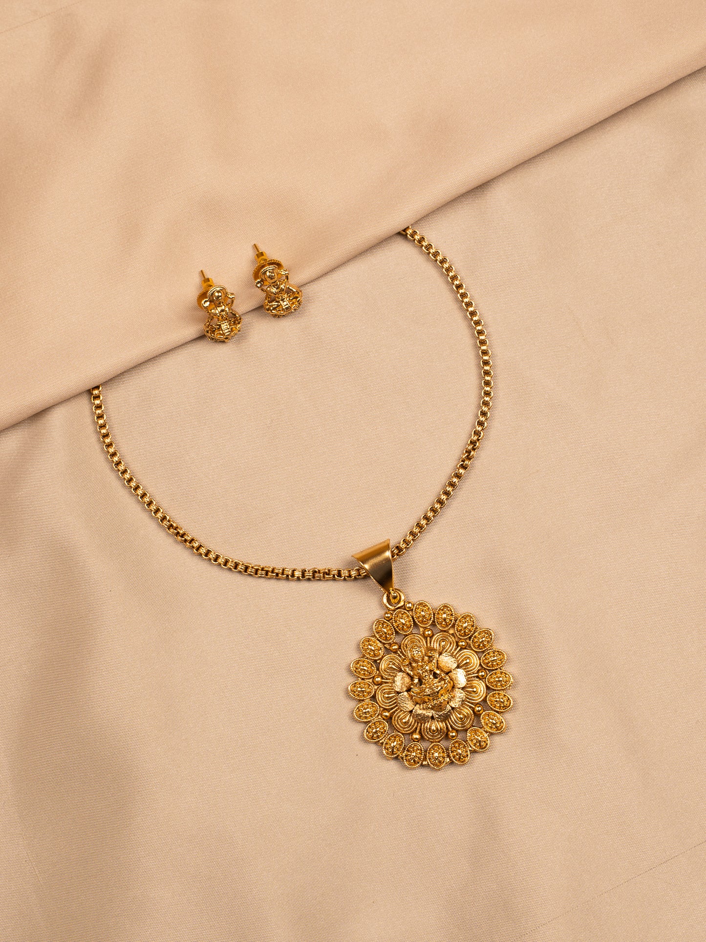 Divine Lakshmi Pendant Set in Gold Finish