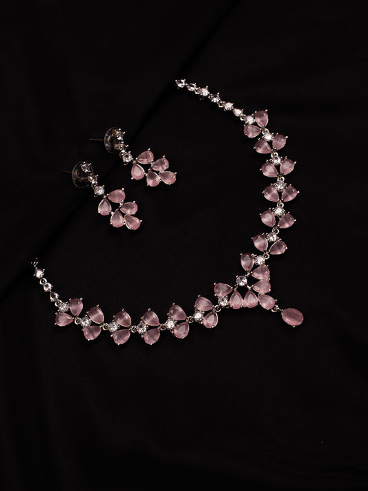 Blush Petal Silver Necklace Set