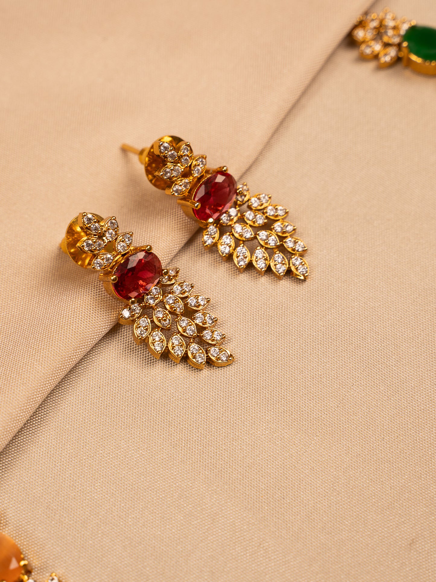 Royal Navaratna Necklace Set with American Diamonds