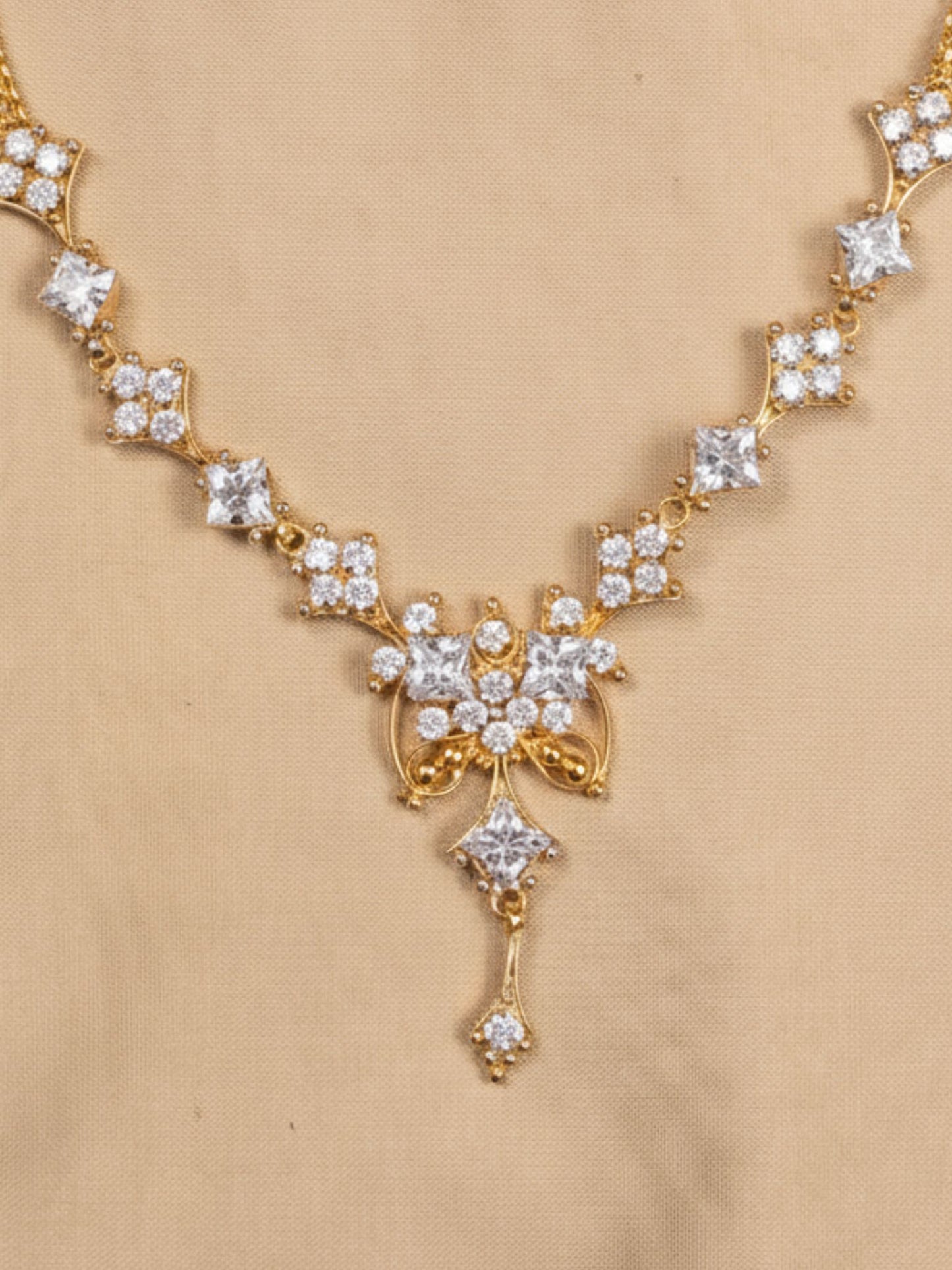 Classic Gold Solitaire Necklace Kaithra Minimalist CZ Jewelry