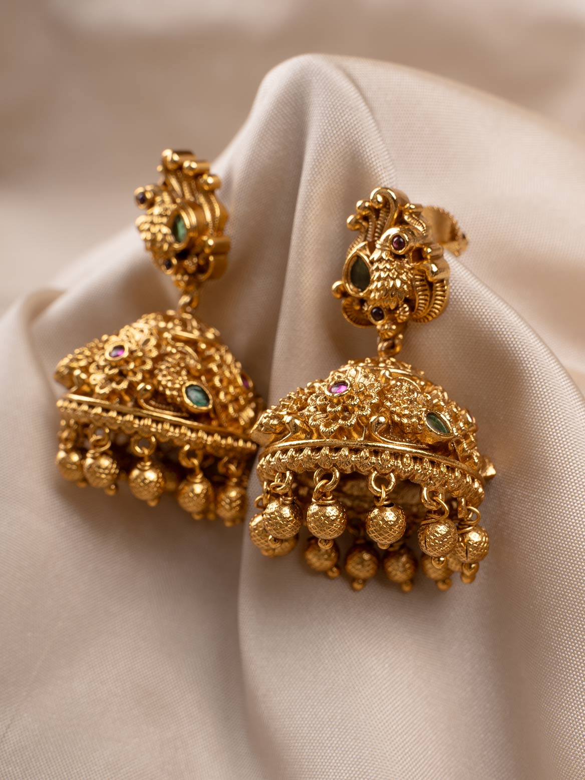 Traditional Gold Jumka Earrings with Elegant Design
