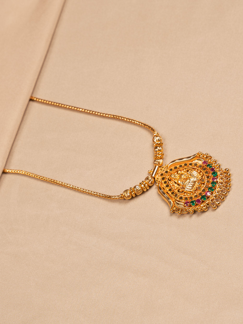 Traditional Lakshmi Temple Necklace with Antique Gold Finish