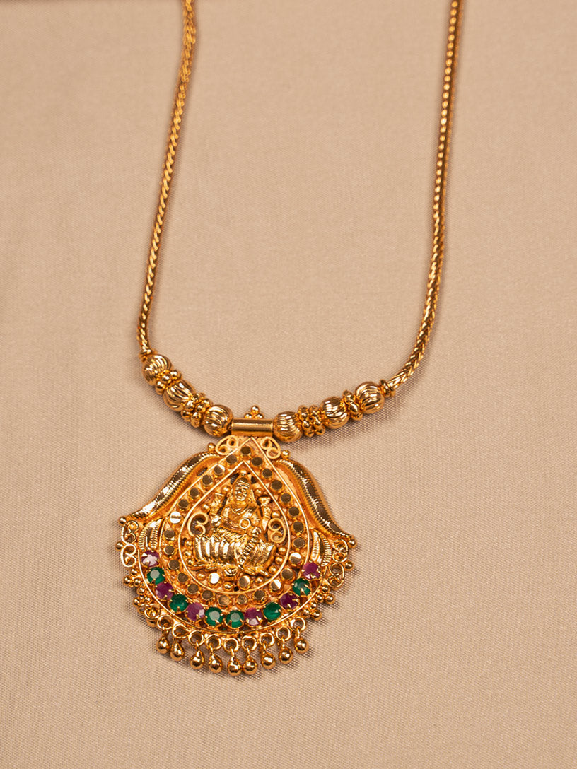 Traditional Lakshmi Temple Necklace with Antique Gold Finish