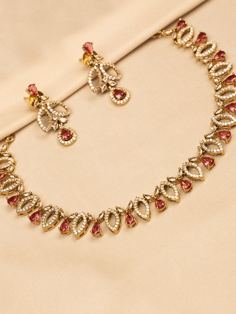 Red Simple Necklace Set – Elegant & Minimalistic KC604