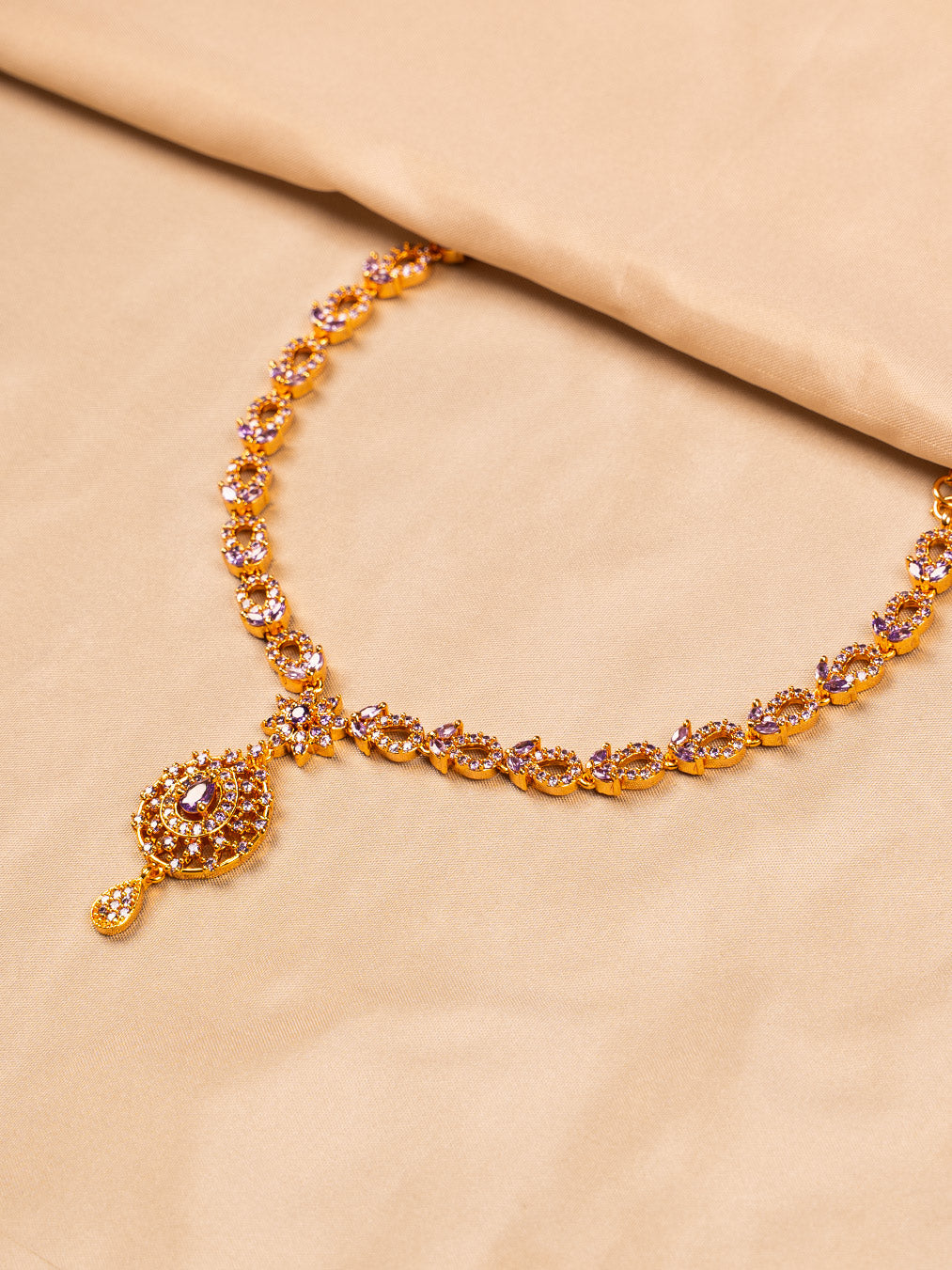 Elegant Blue Stone Gold-Plated Necklace – Bridal & Festive Jewellery