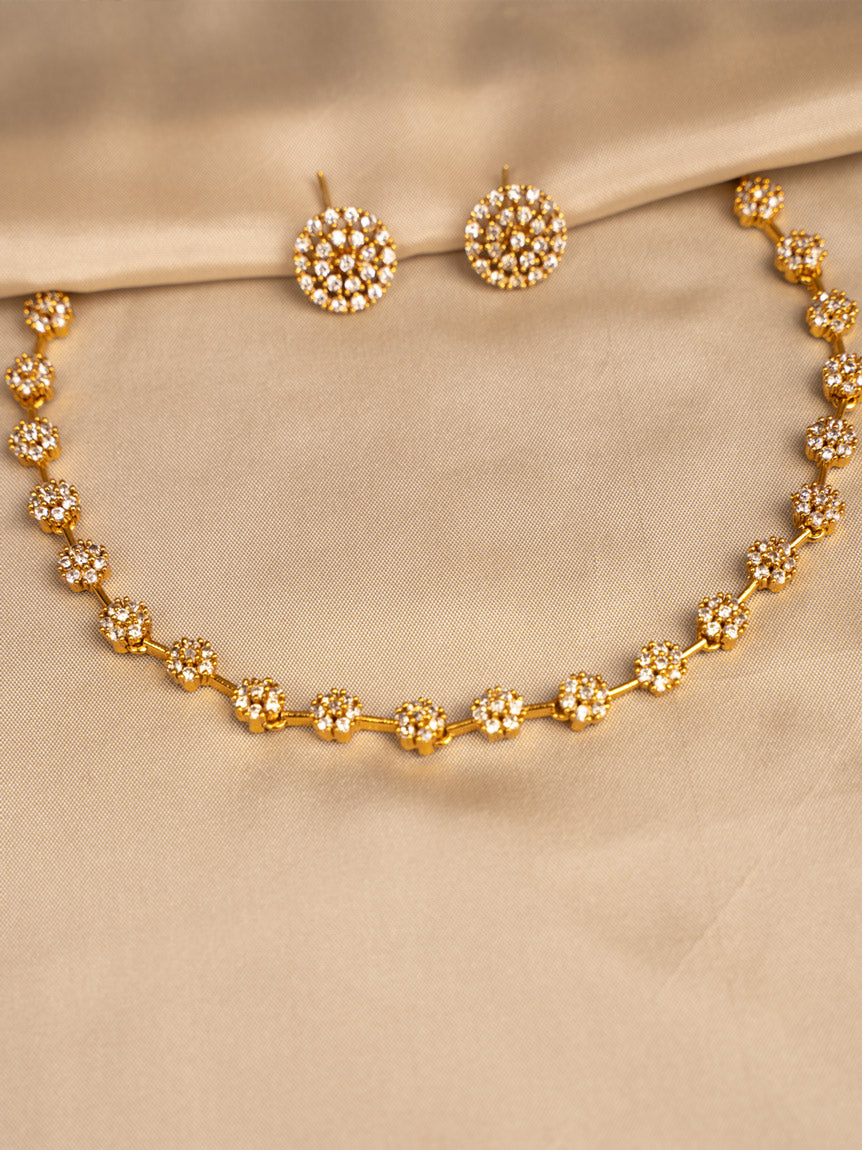 Elegant White Stone Necklace Set – Timeless & Graceful KC582