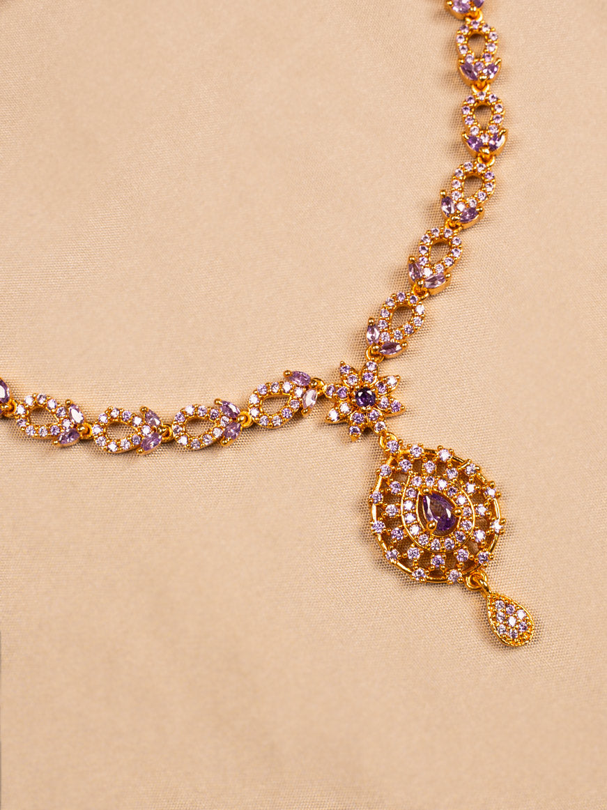 Elegant Blue Stone Gold-Plated Necklace – Bridal & Festive Jewellery
