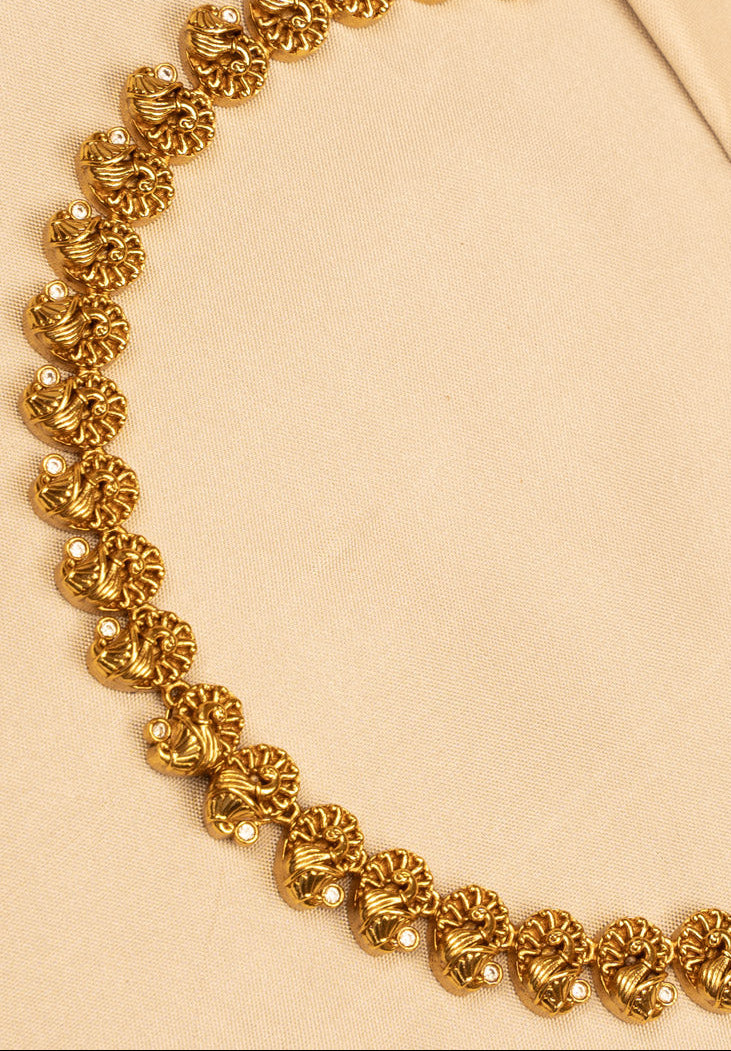 Gold and White Stone Necklace – Elegant & Timeless KC602