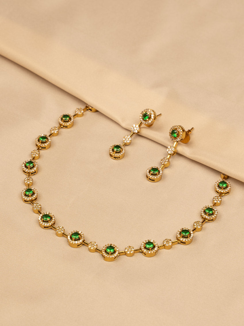 Elegant Green & Stone Necklace Set KC456