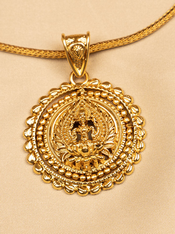 Lakshmi Round Pendant Long Chain Necklace KC599