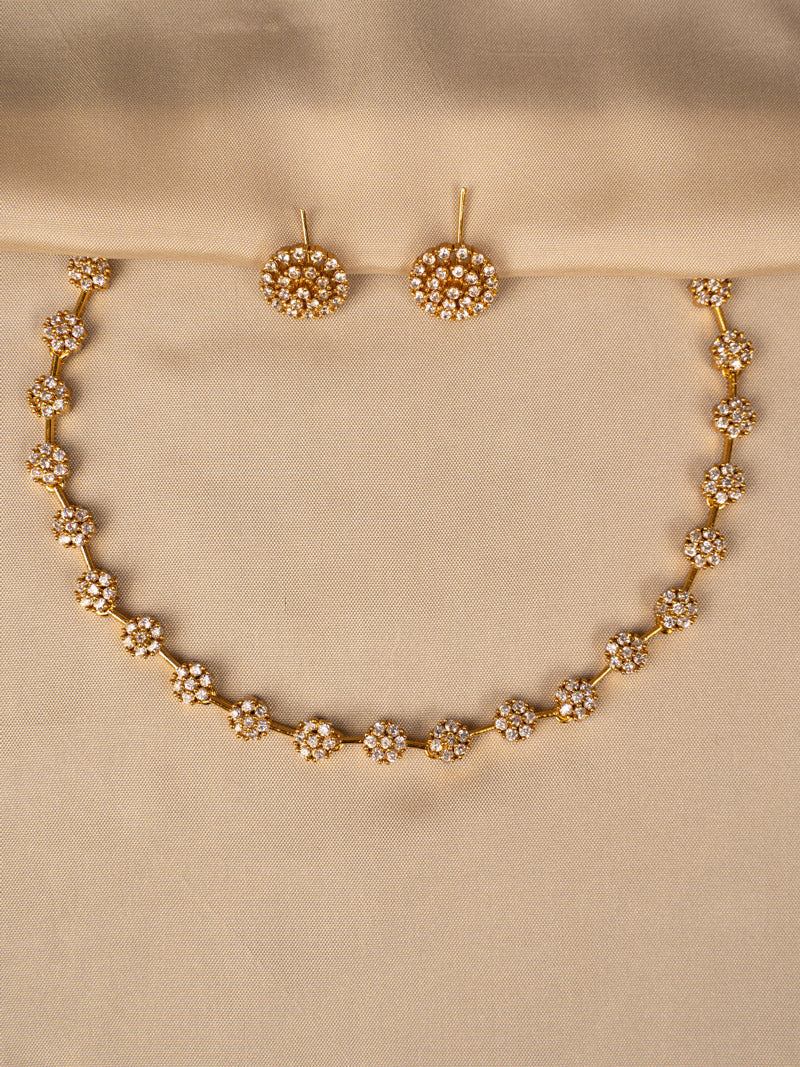 Elegant White Stone Necklace Set – Timeless & Graceful KC582