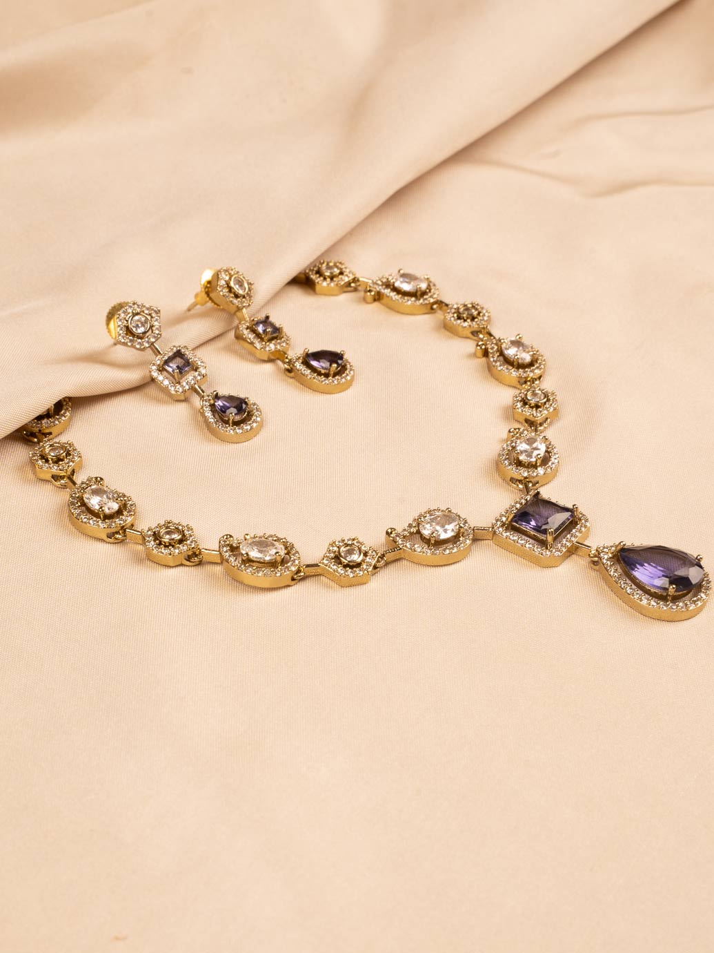 Exquisite Blue and White Stone Wedding Jewellery Set KC323