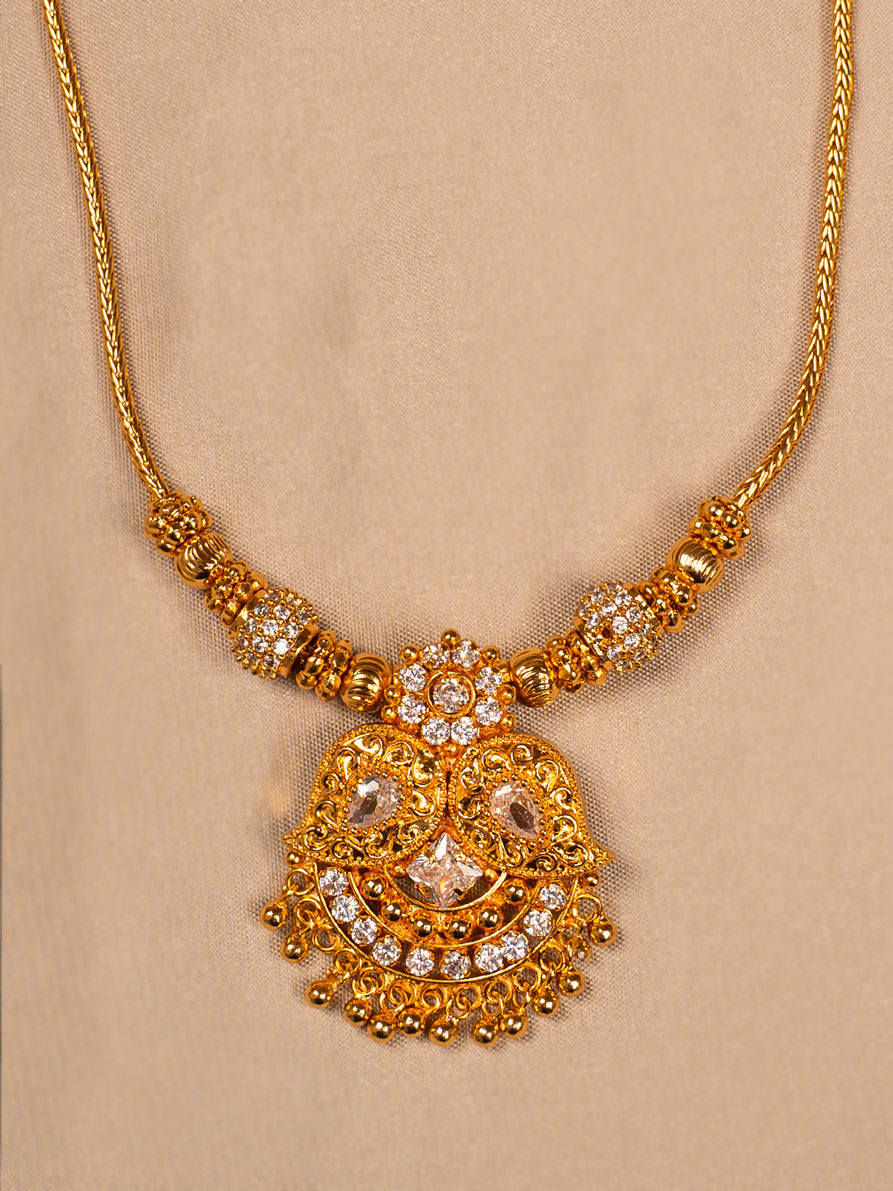 Elegant Gold Necklace with White Stones – Bridal & Festive Jewelry