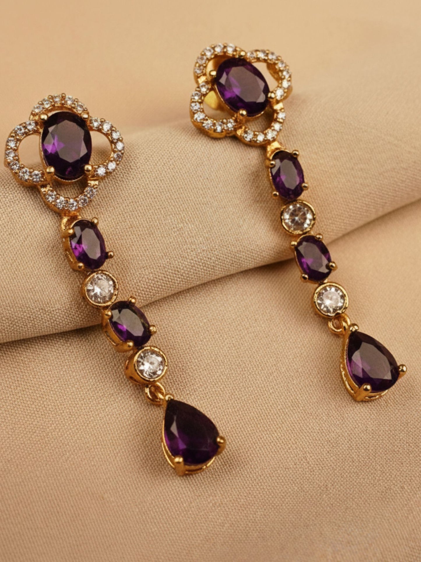 Gold-Plated Purple Choker Necklace Set