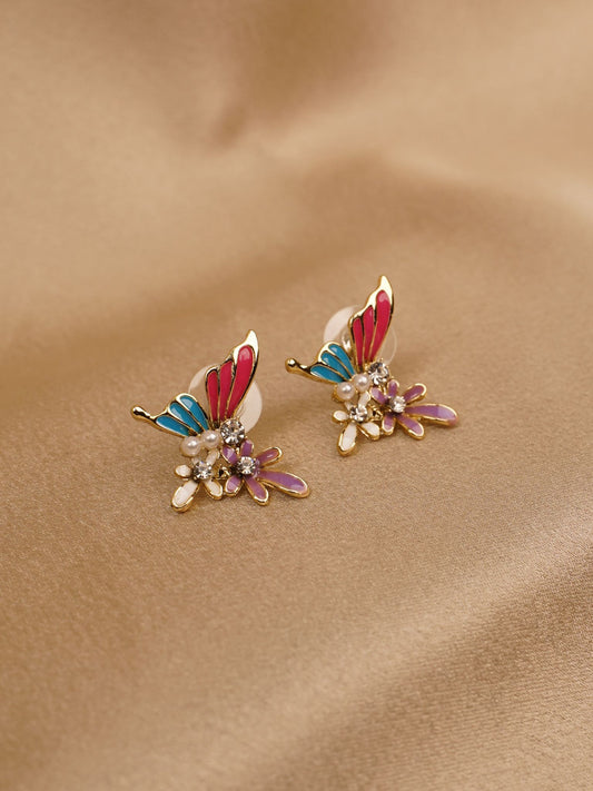 Rainbow Flutter Floral Stud Earrings
