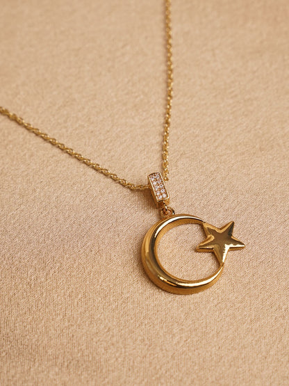 Celeste Moon Star Pendant Necklace