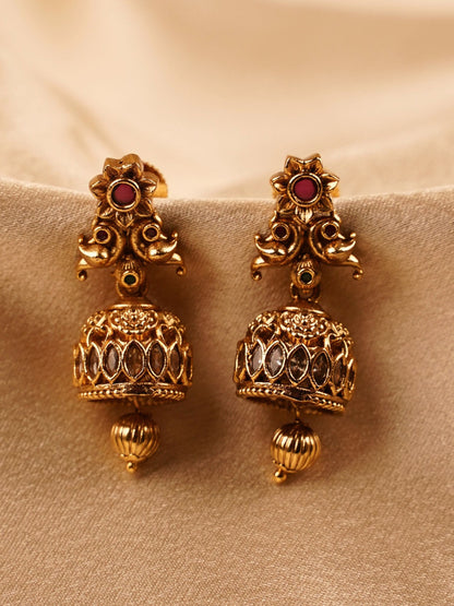 Antique Ruby Temple Dome Jhumka