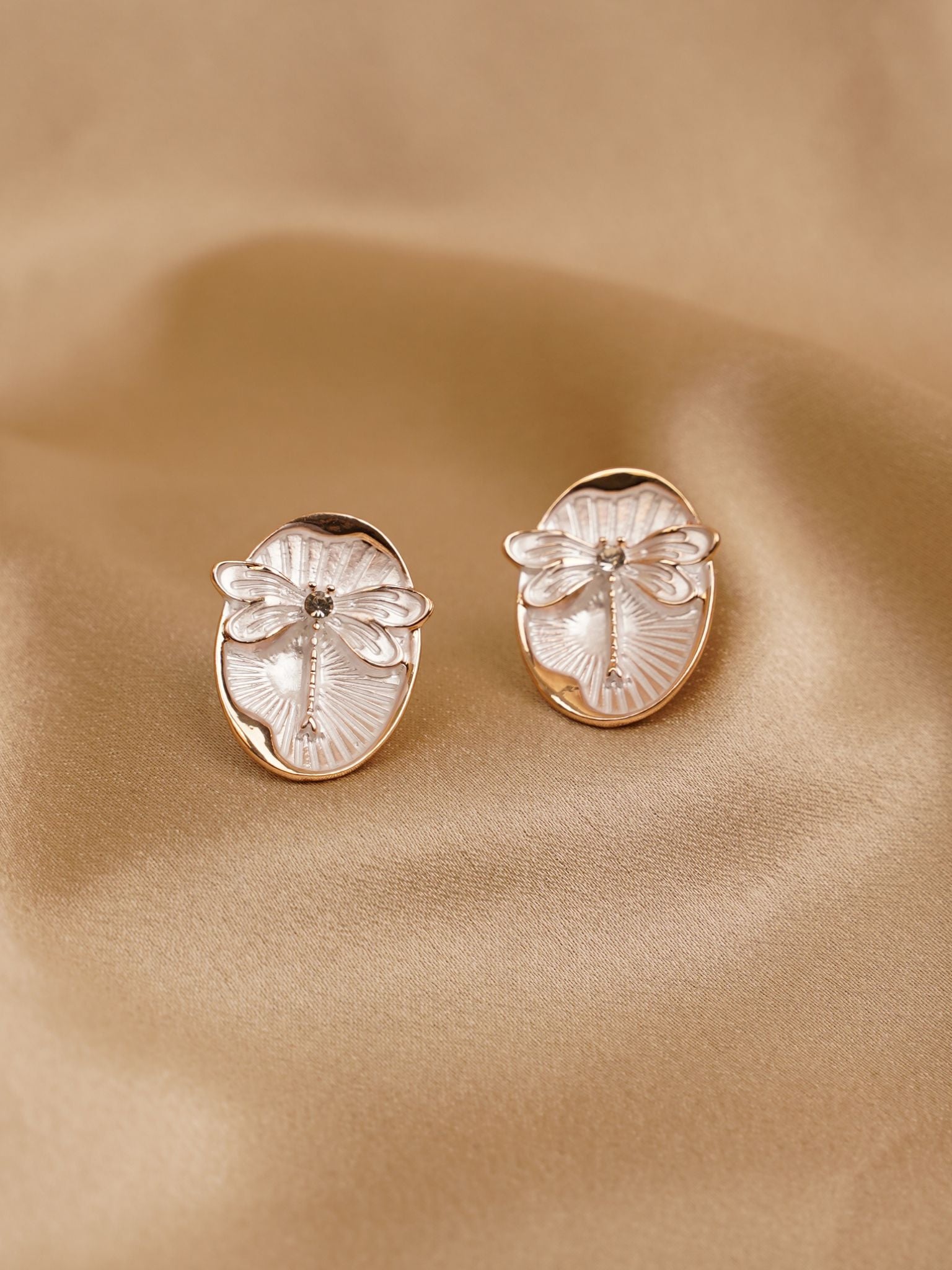 Ivory Dragonfly Stud Earrings
