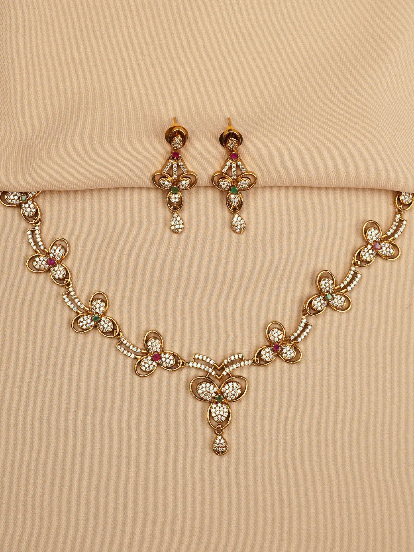 Floral Harmony Crystal Necklace Set