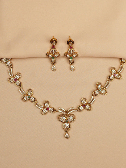 Floral Harmony Crystal Necklace Set