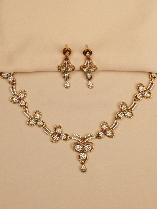 Floral Harmony Crystal Necklace Set