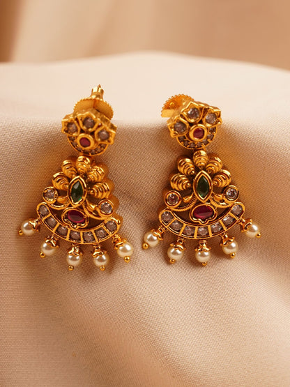 Ruby & Emerald Temple Jhumka Earrings