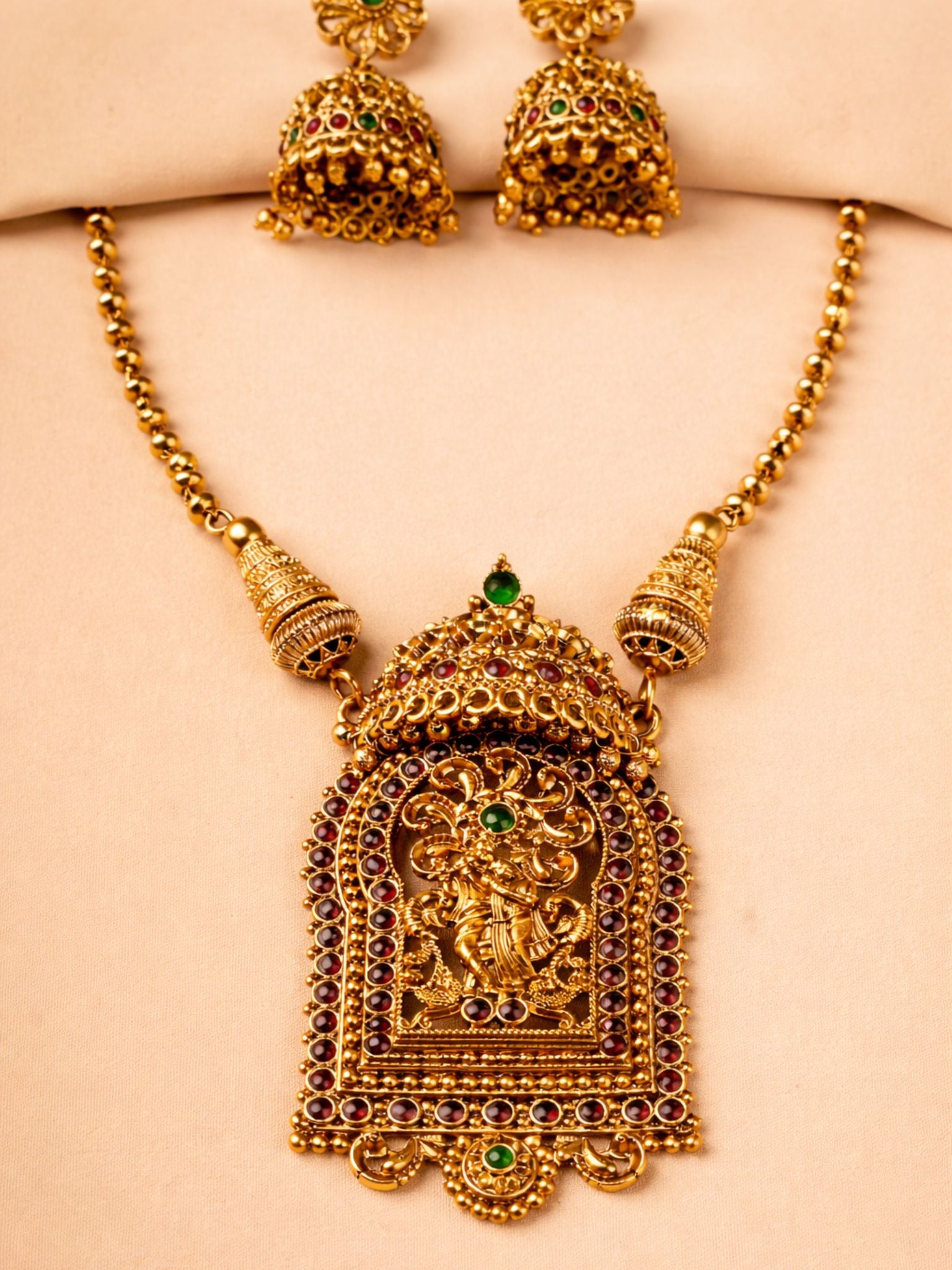 Lord Krishna Temple Necklace Set