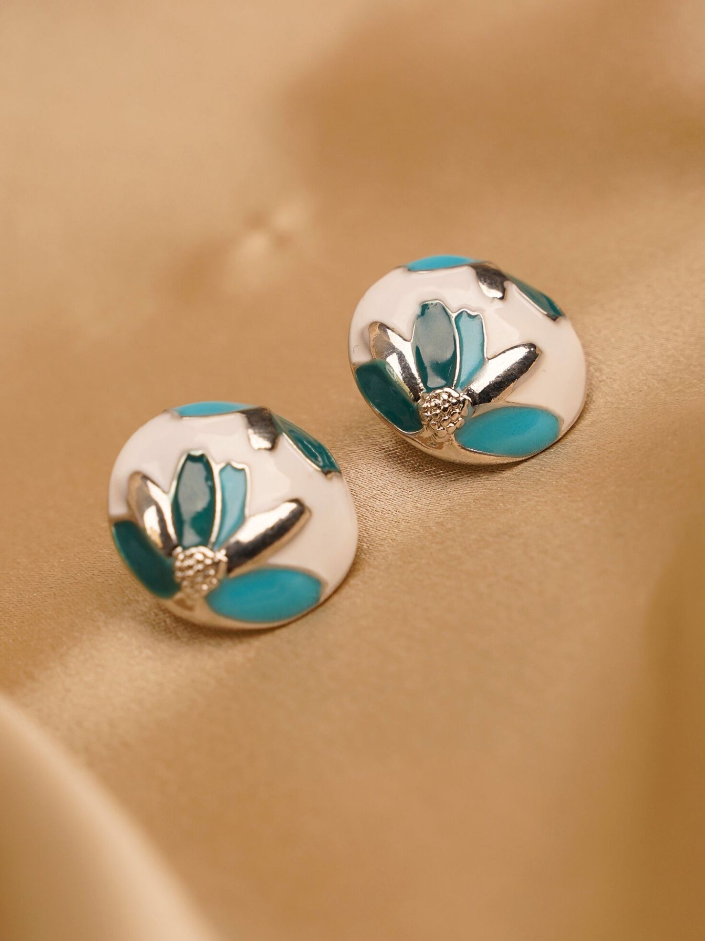 Aqua Meadow Stud Earrings