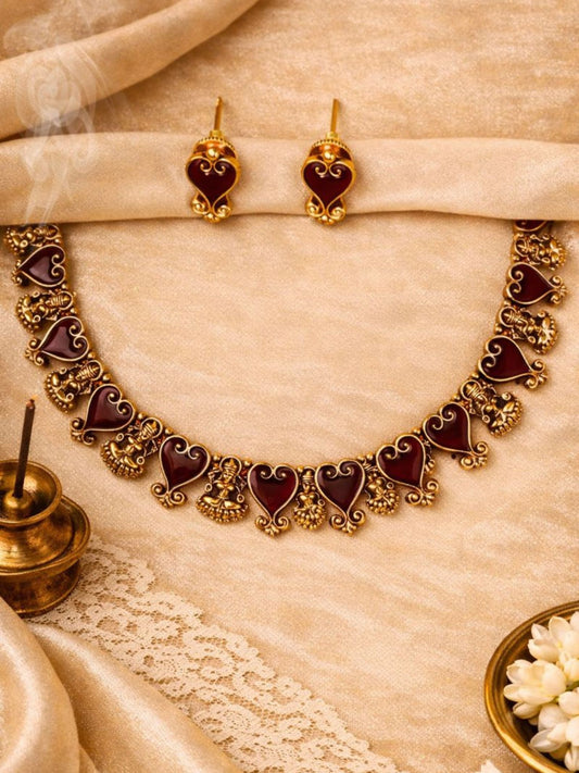 Lakshmi Motif Temple Necklace Set